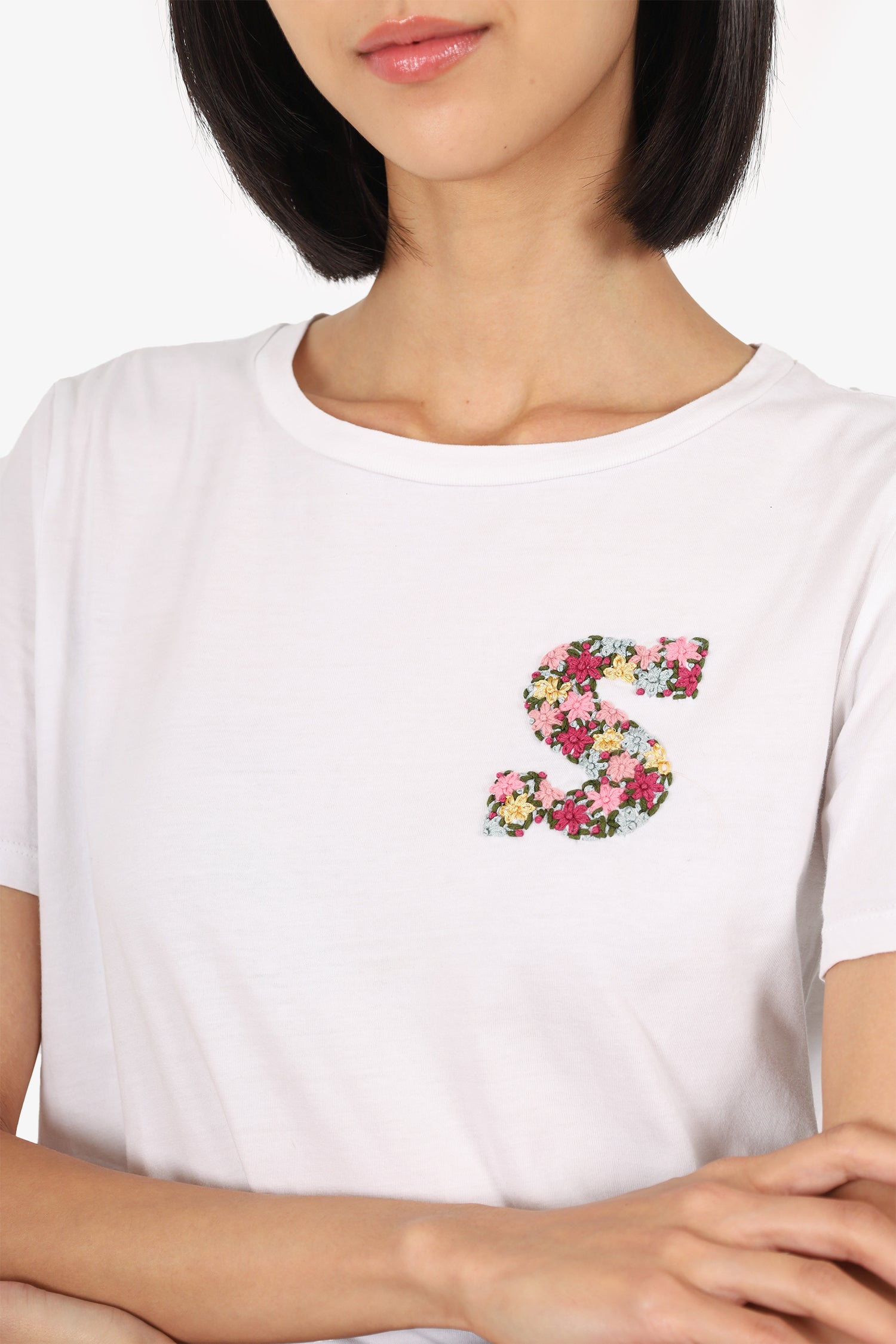 Sandro White 'Floral S' T-Shirt Size 0
