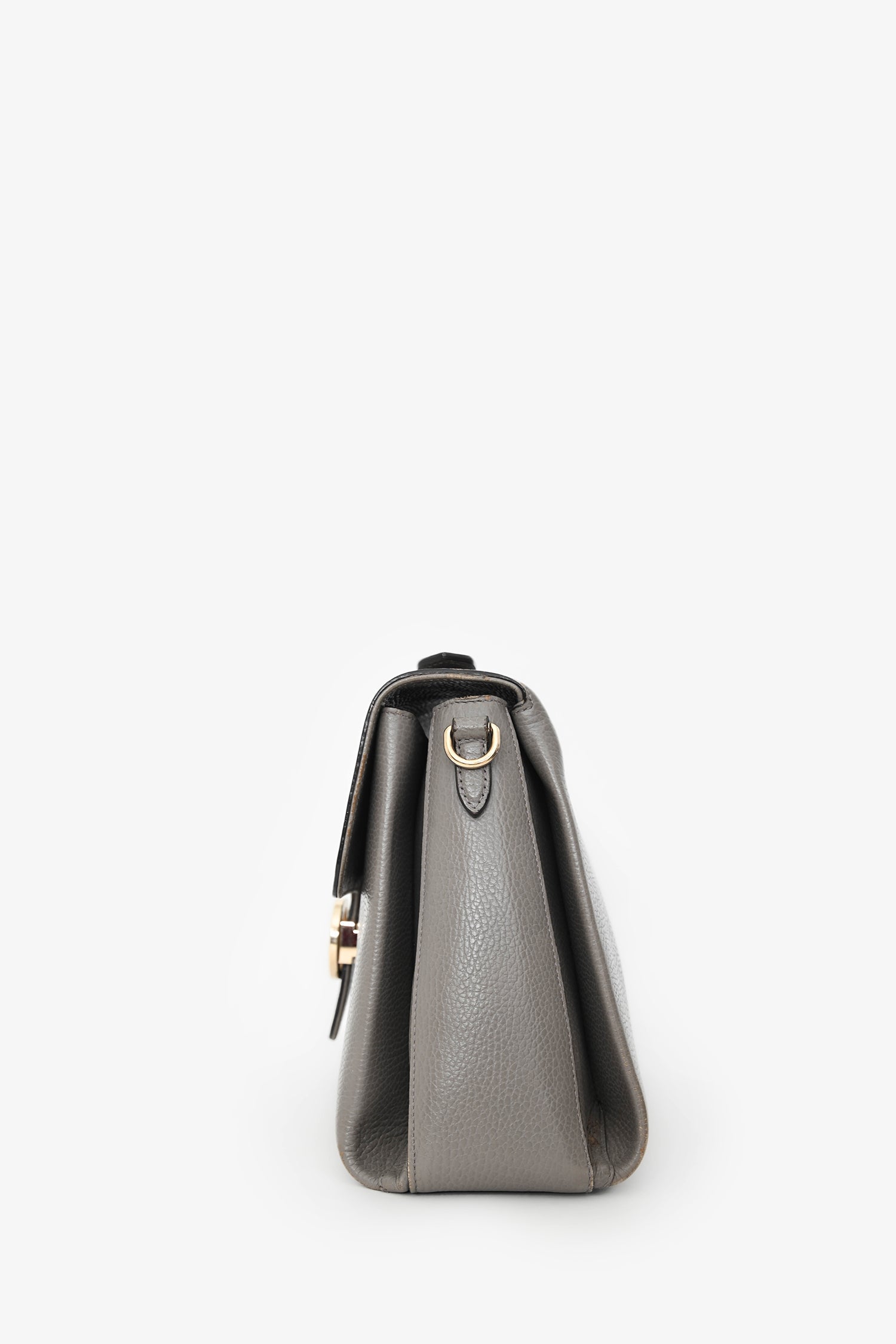 Gucci Grey Calfskin Interlocking G Dollar Large Top Handle Shoulder Bag (As Is)