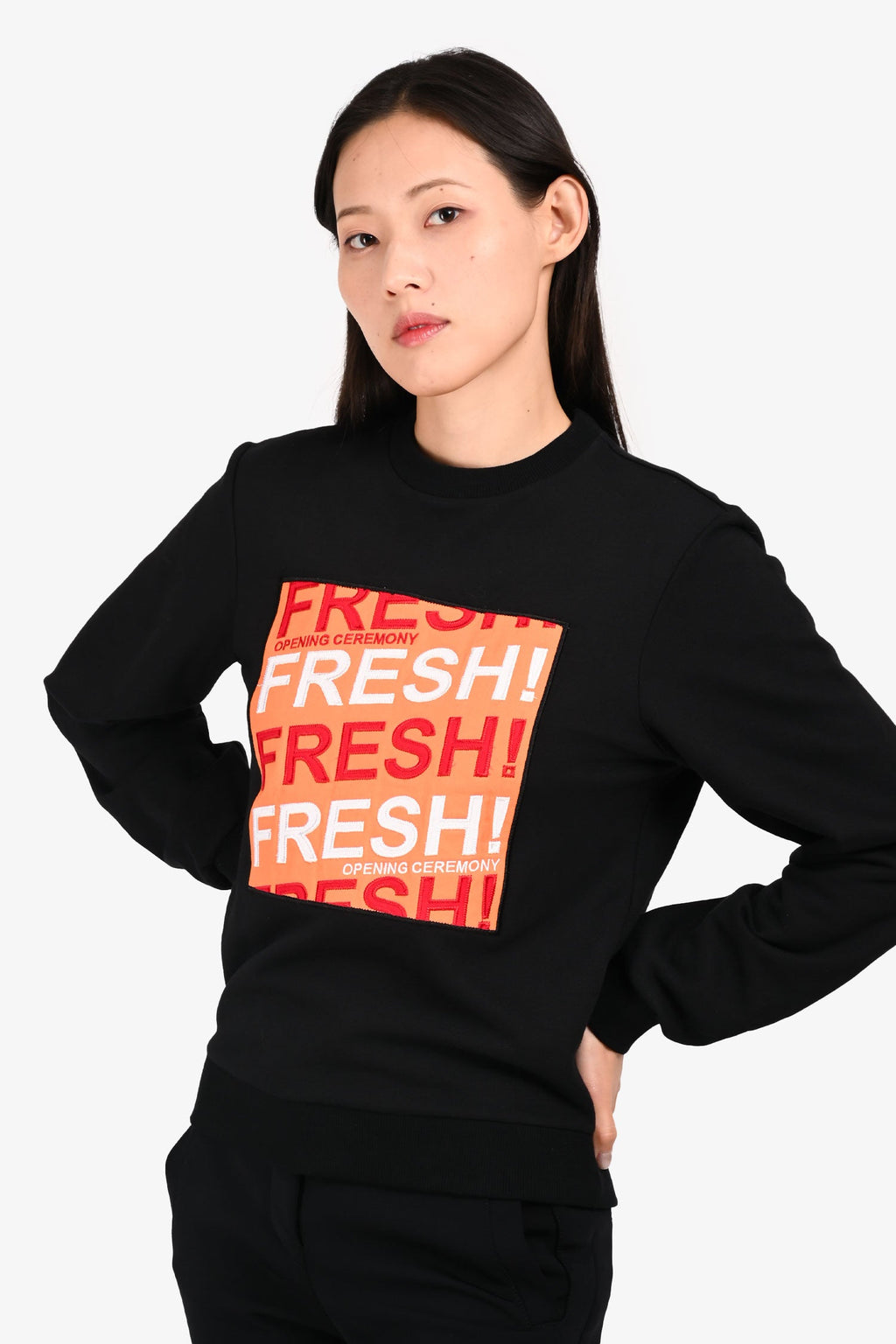 Opening Ceremony Black/Orange Embroidered Sweater Size S