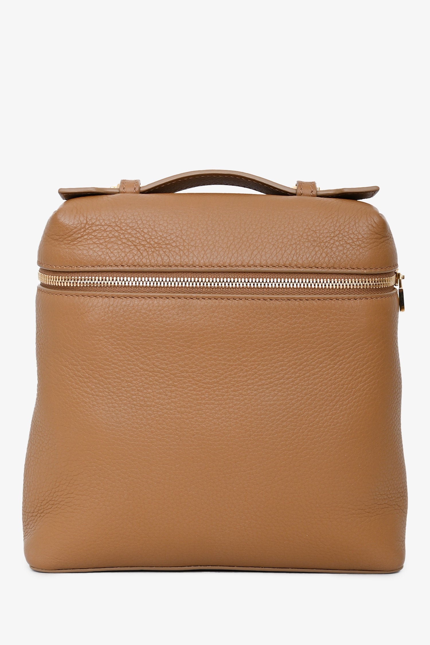 Loro Piana Brown Grained Leather Extra Pocket Backpack With Strap