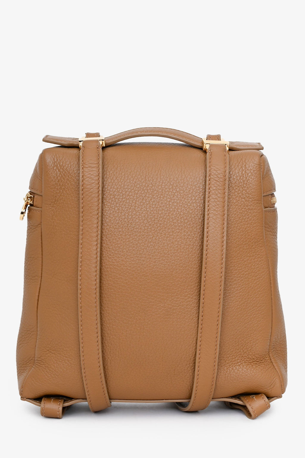 Loro Piana Brown Grained Leather Extra Pocket Backpack With Strap