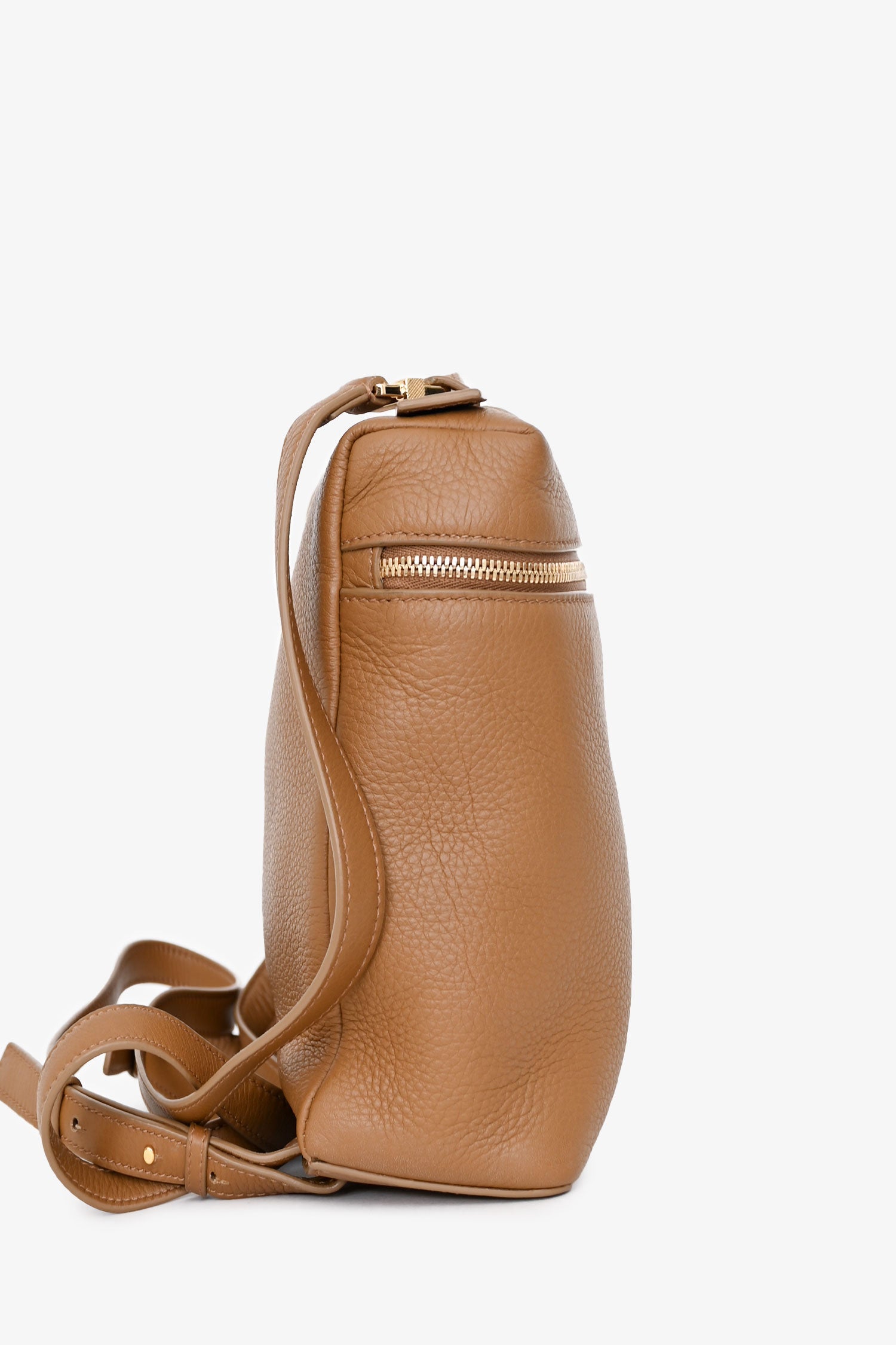 Loro Piana Brown Grained Leather Extra Pocket Backpack With Strap