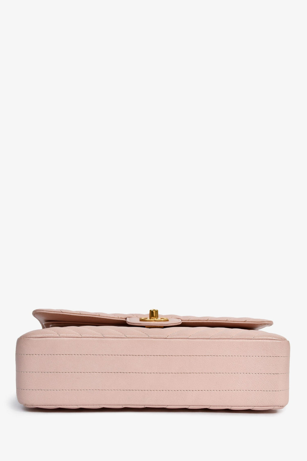 Pre-Loved Chanel™ 2016-17 Pink Calfskin Chevron Medium Double Flap Shoulder Bag