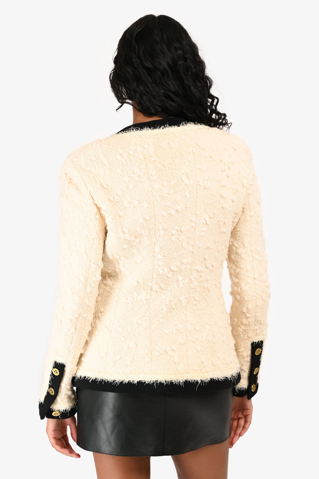 Pre-Loved Chanel™ 1994 Runway White/Black Tweed Jacket Size 42