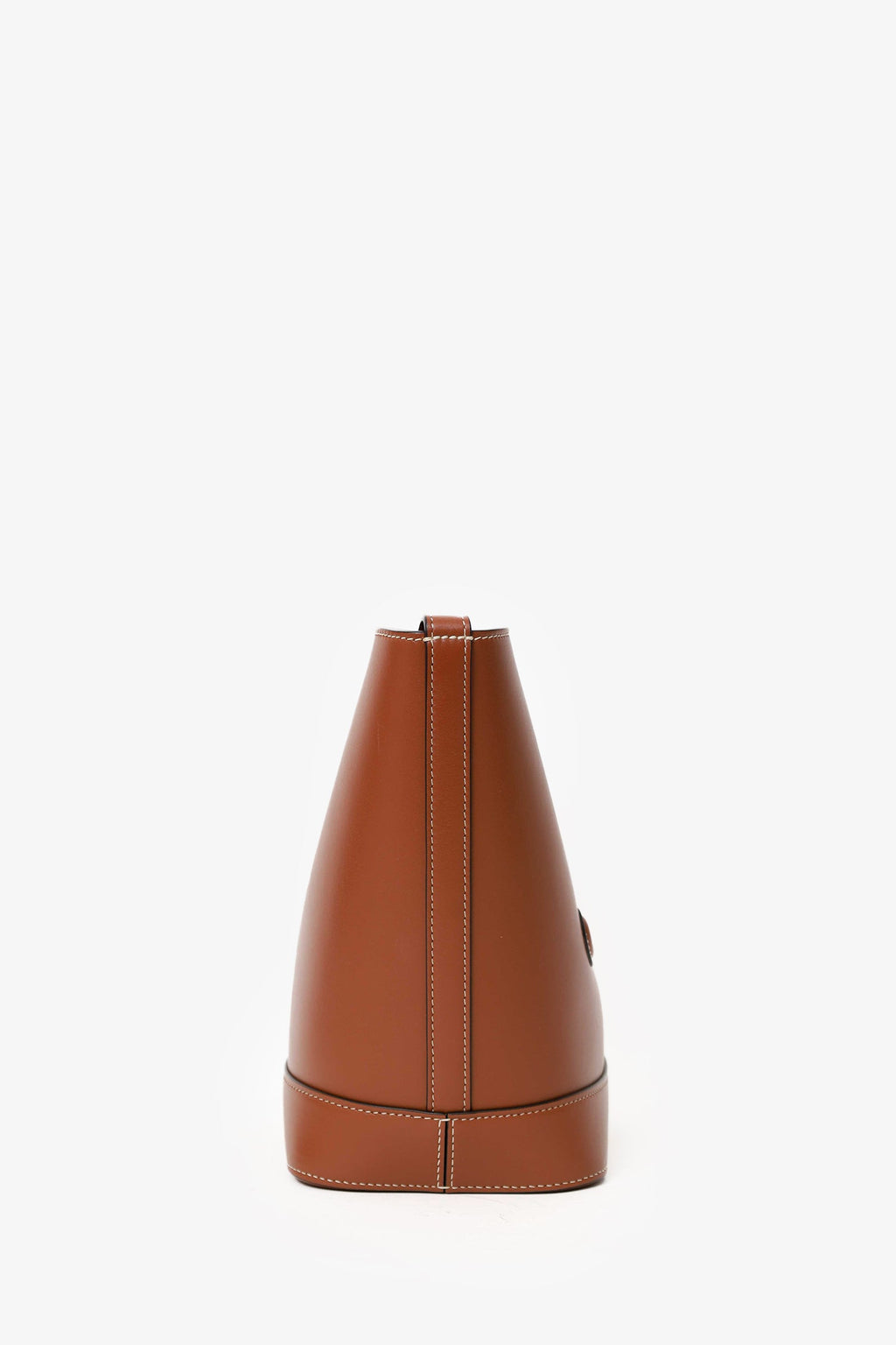 Celine Brown Leather Triomphe Logo Small Bucket Bag