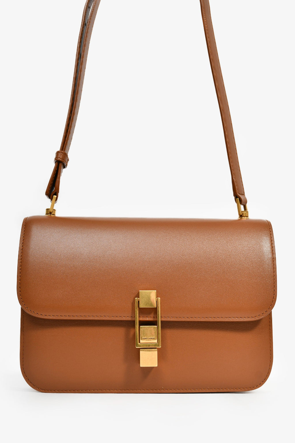 Saint Laurent Brown Leather 'Le Carre' Crossbody Bag