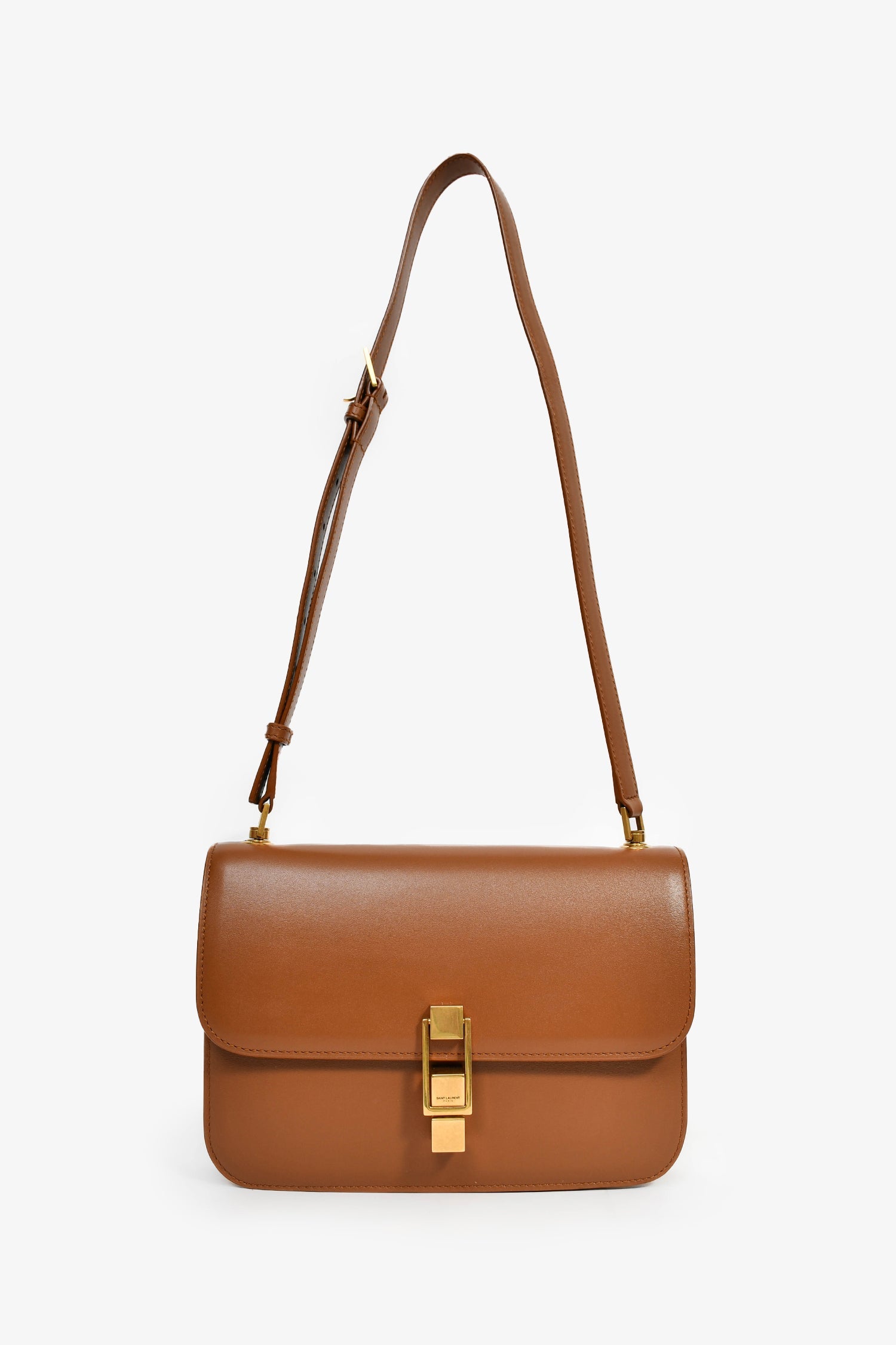 Saint Laurent Brown Leather 'Le Carre' Crossbody Bag