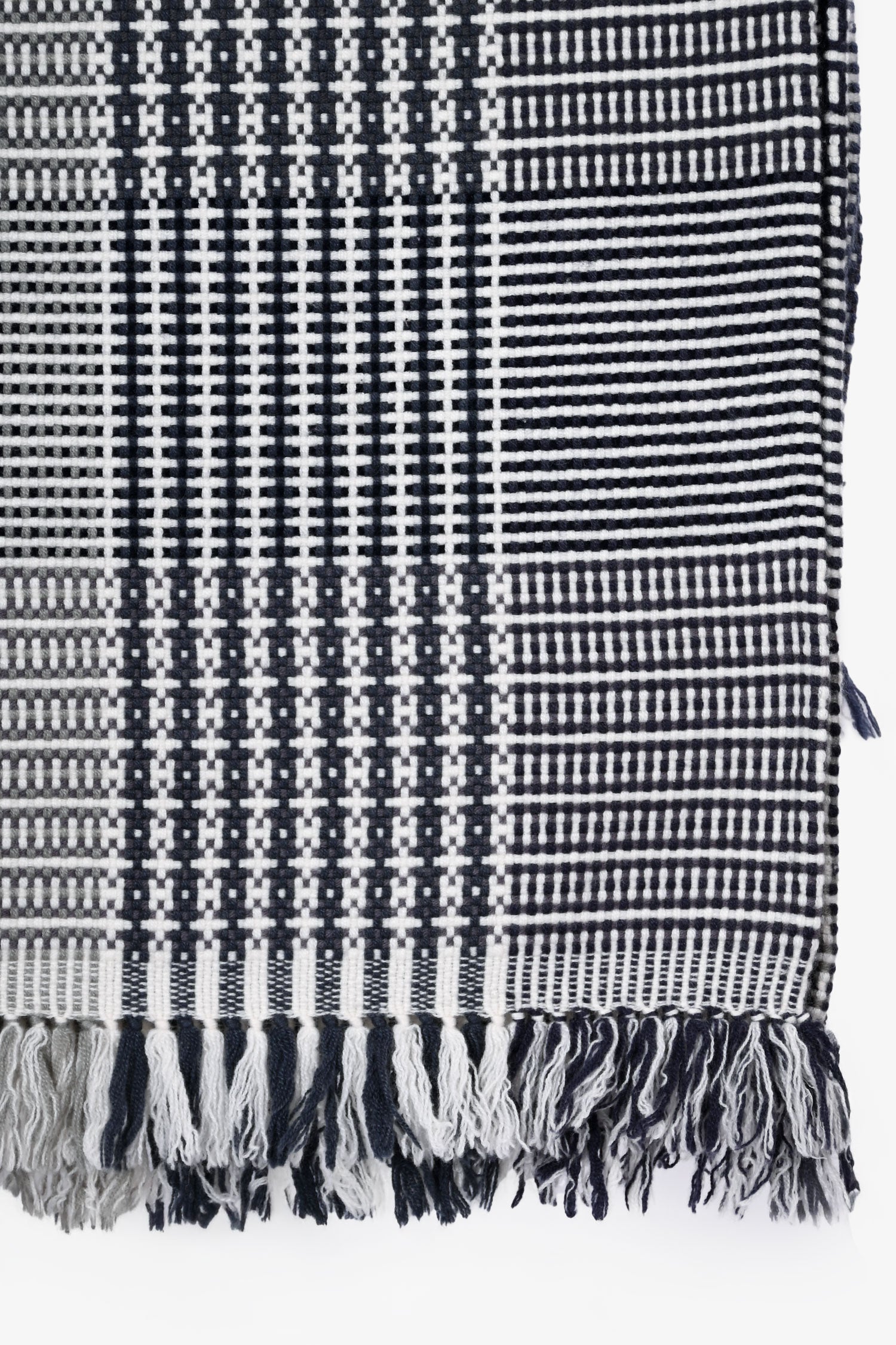 Hermès Blue/White Woven Knit Cashmere Blanket 200