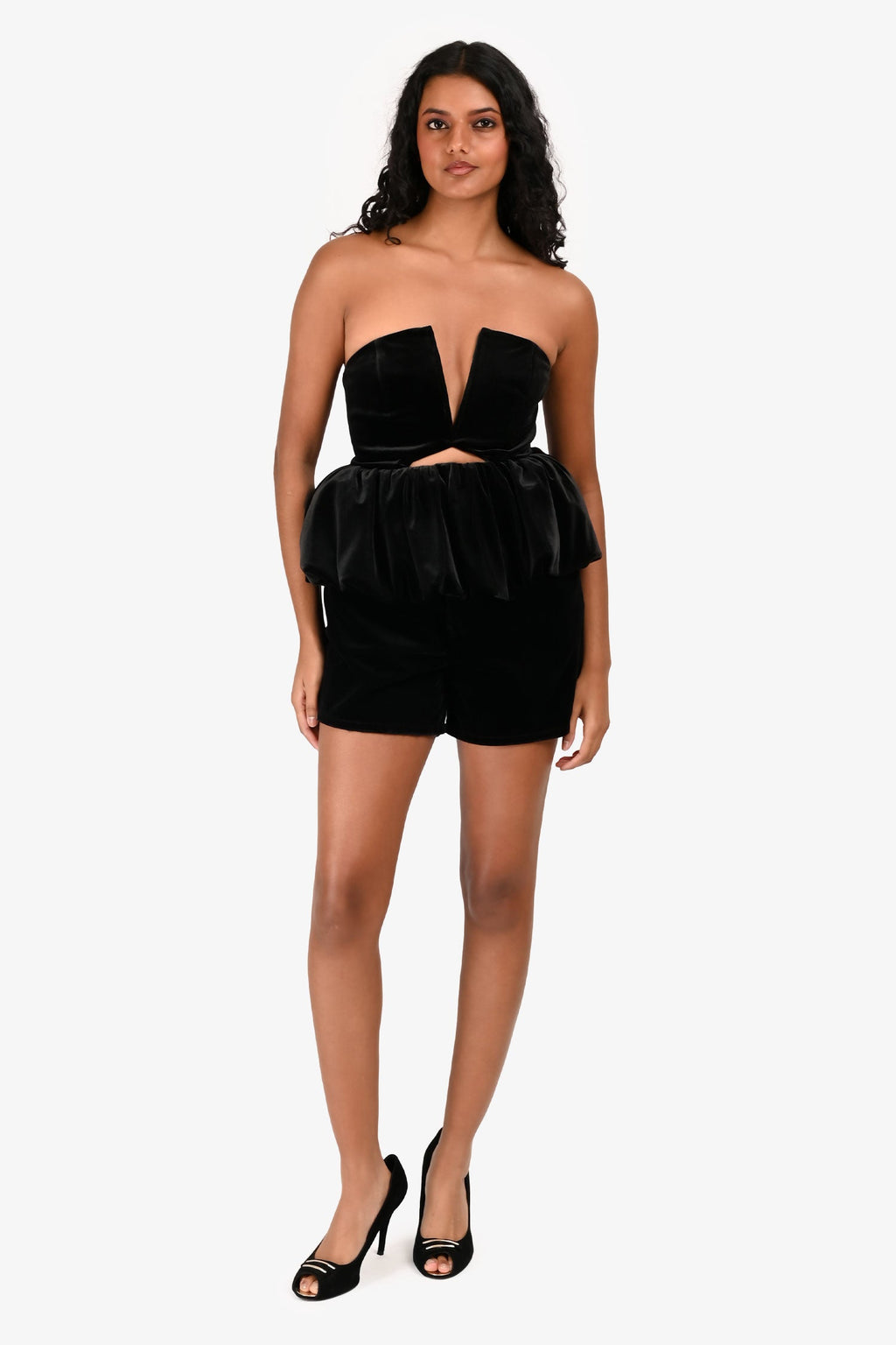 Miu Miu Black Velvet Paperbag Logo Shorts Size 40