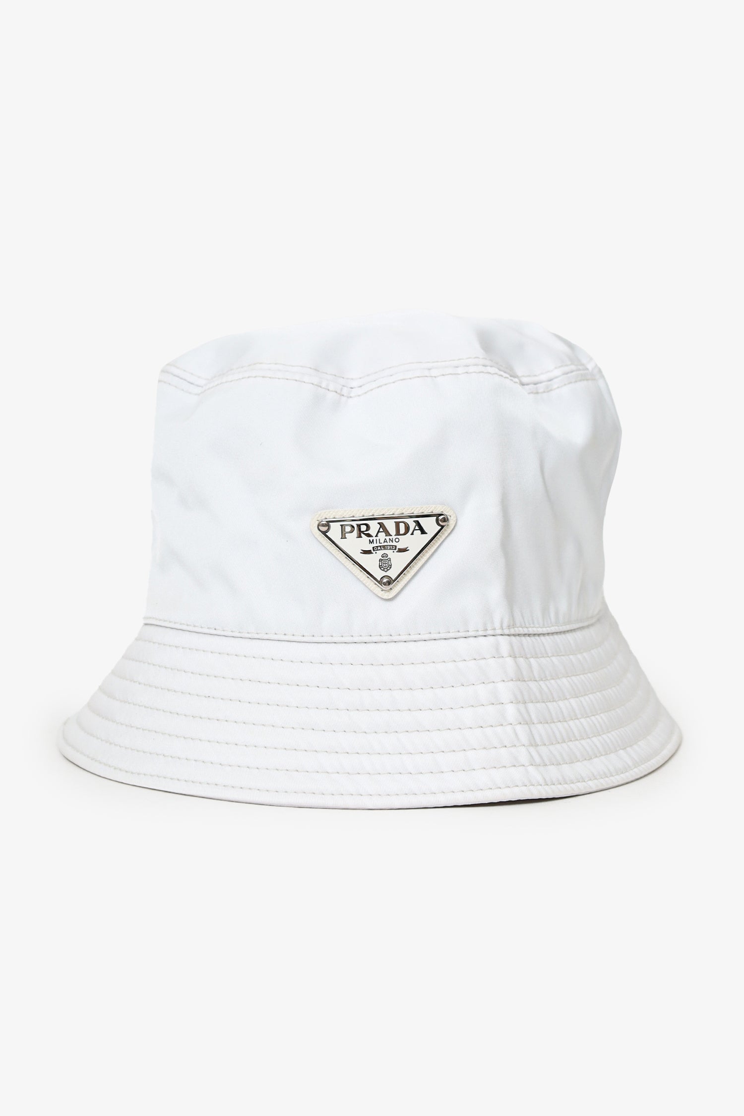 Prada White Nylon Bucket Hat Size S