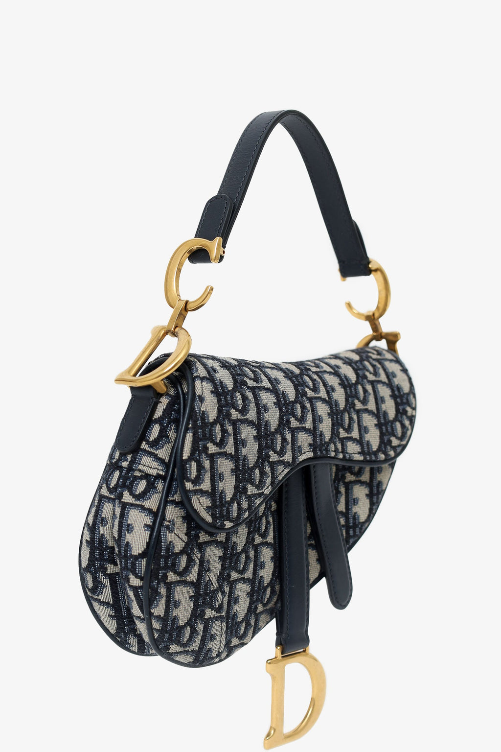 Christian Dior 2019 Blue Oblique Jacquard Mini Saddle Bag With Strap