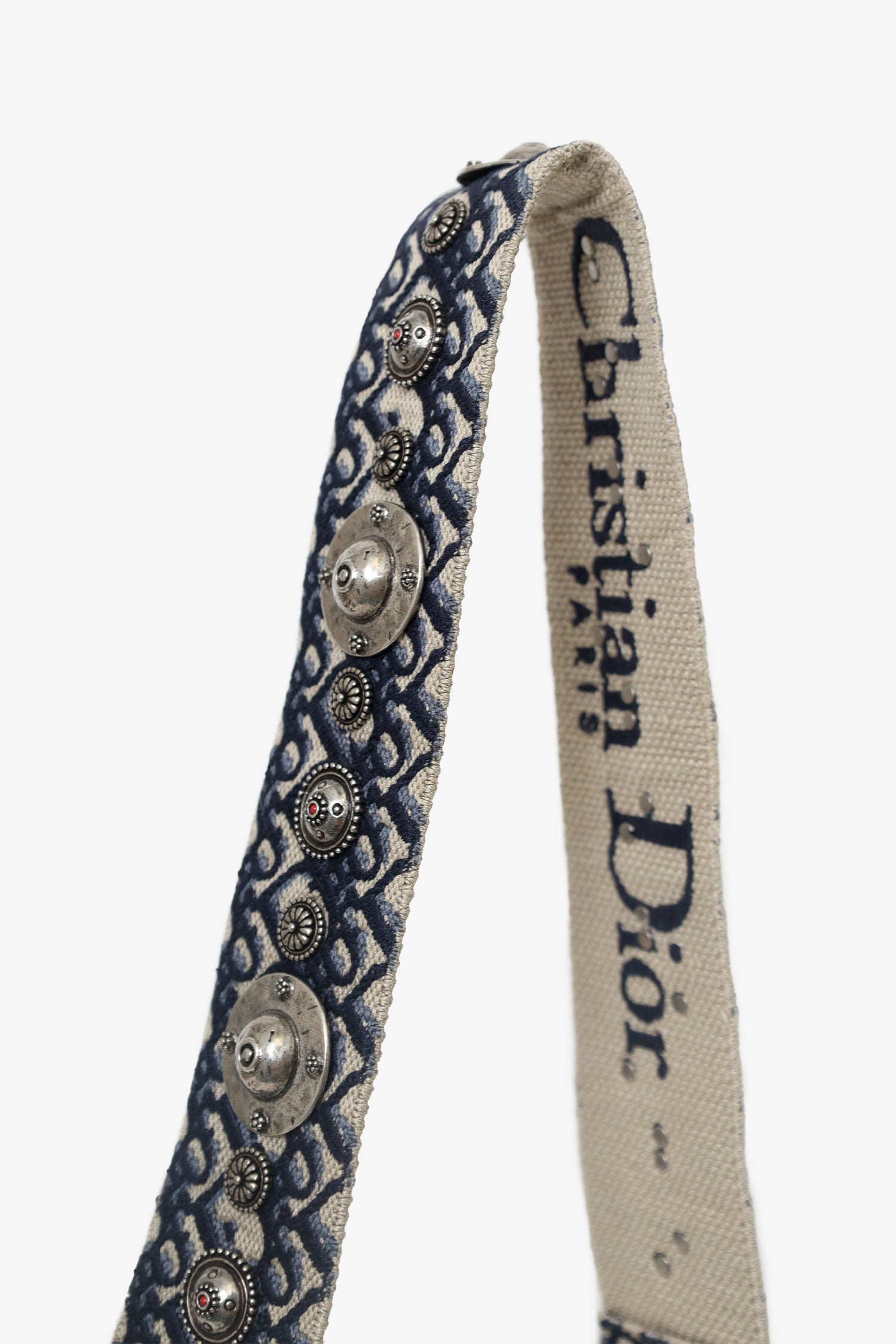 Christian Dior 2019 Blue Oblique Jacquard Mini Saddle Bag With Strap