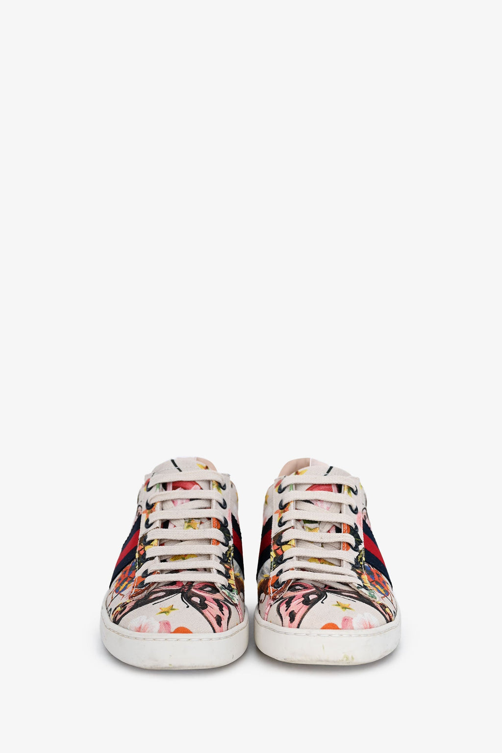 Gucci Cream Canvas Garden Exclusive Ace Sneakers Size 36