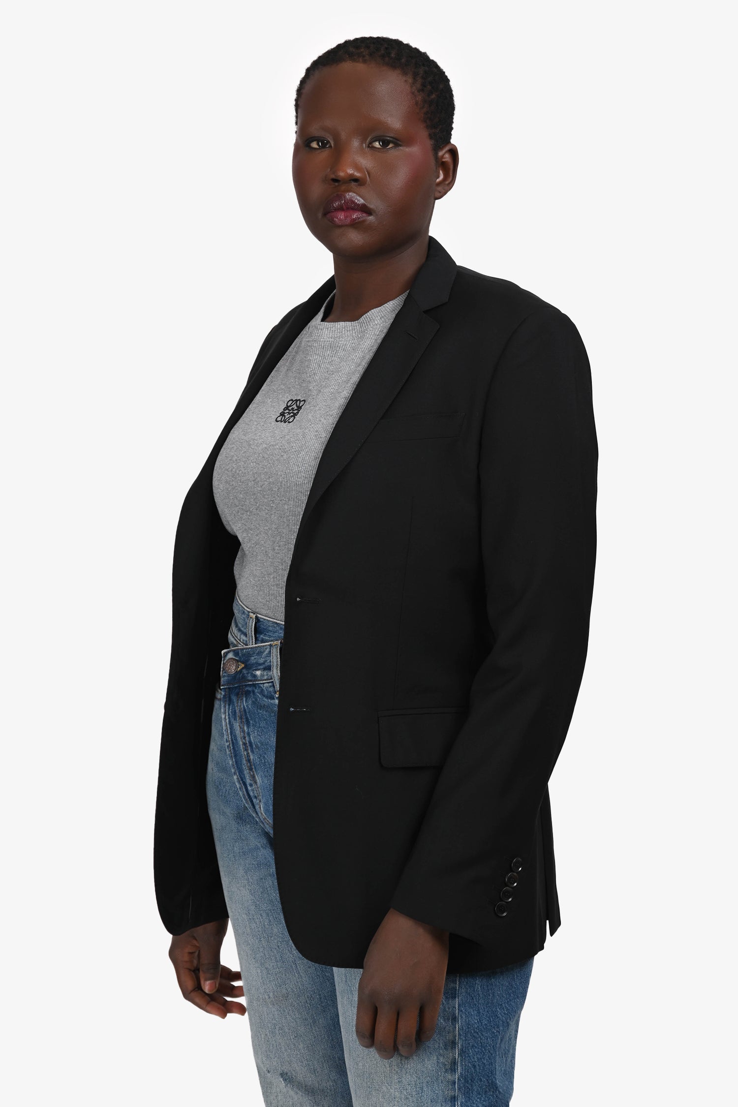 Burberry Black Wool Single Breasted Blazer Size 46S