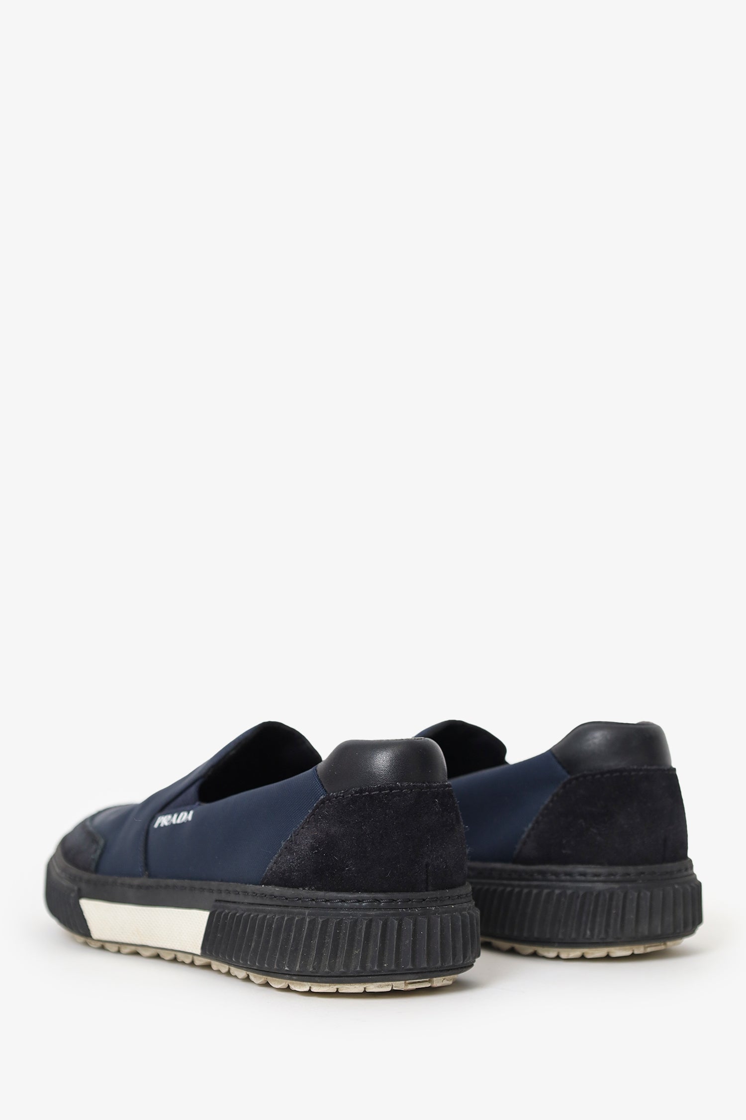Prada Navy/Black Panelled Slip-on Sneakers Size 6 Mens