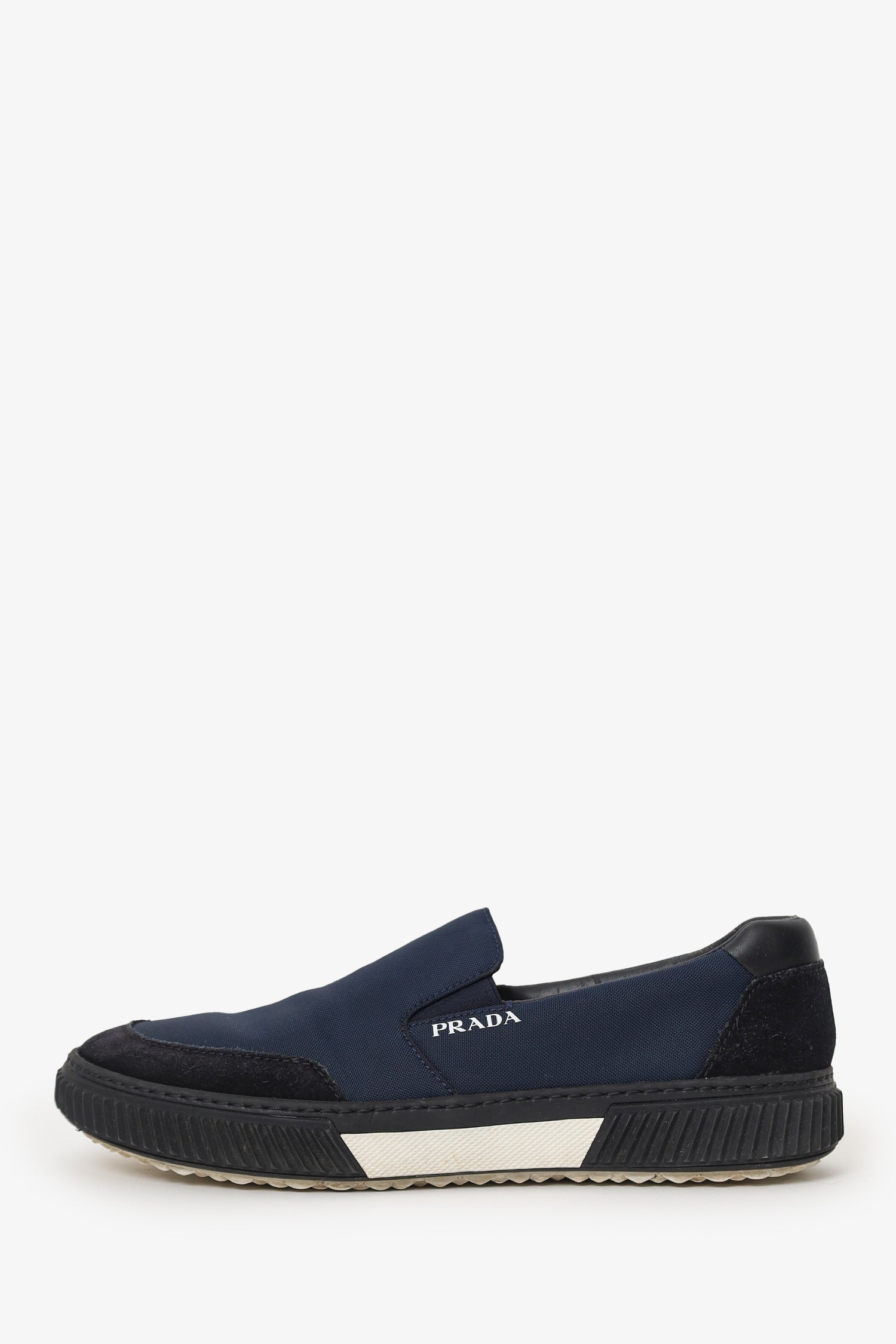 Prada Navy/Black Panelled Slip-on Sneakers Size 6 Mens