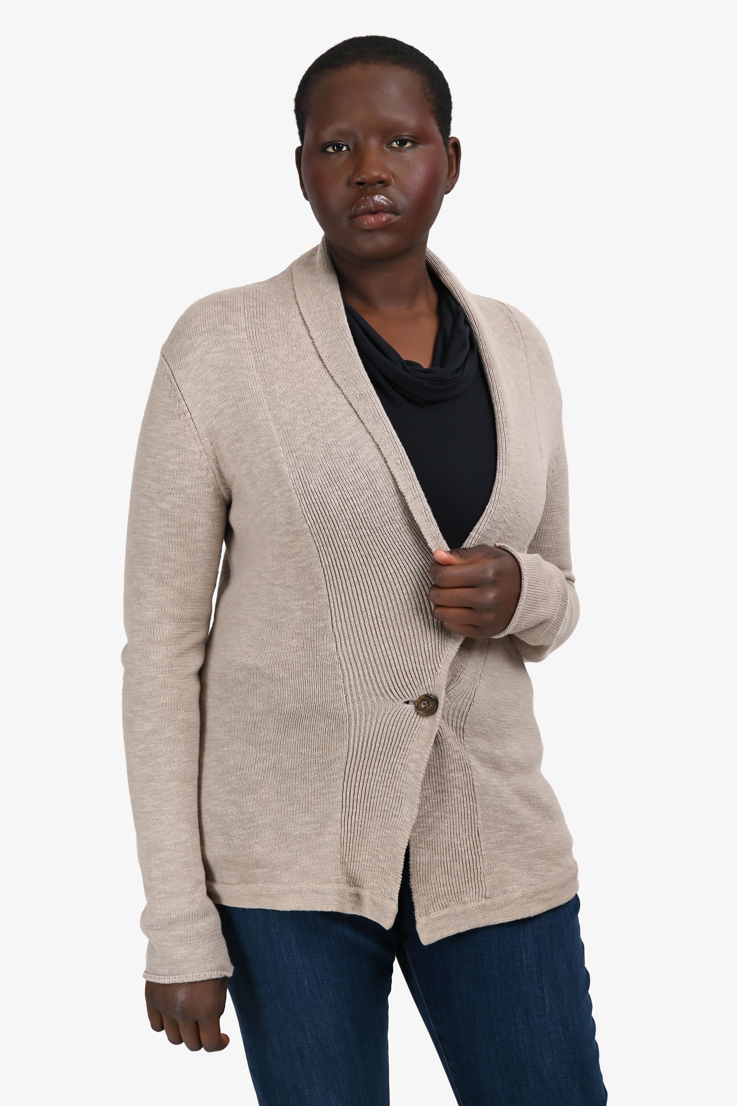 James Perse Biege Linen Blend Knit igan Size 3