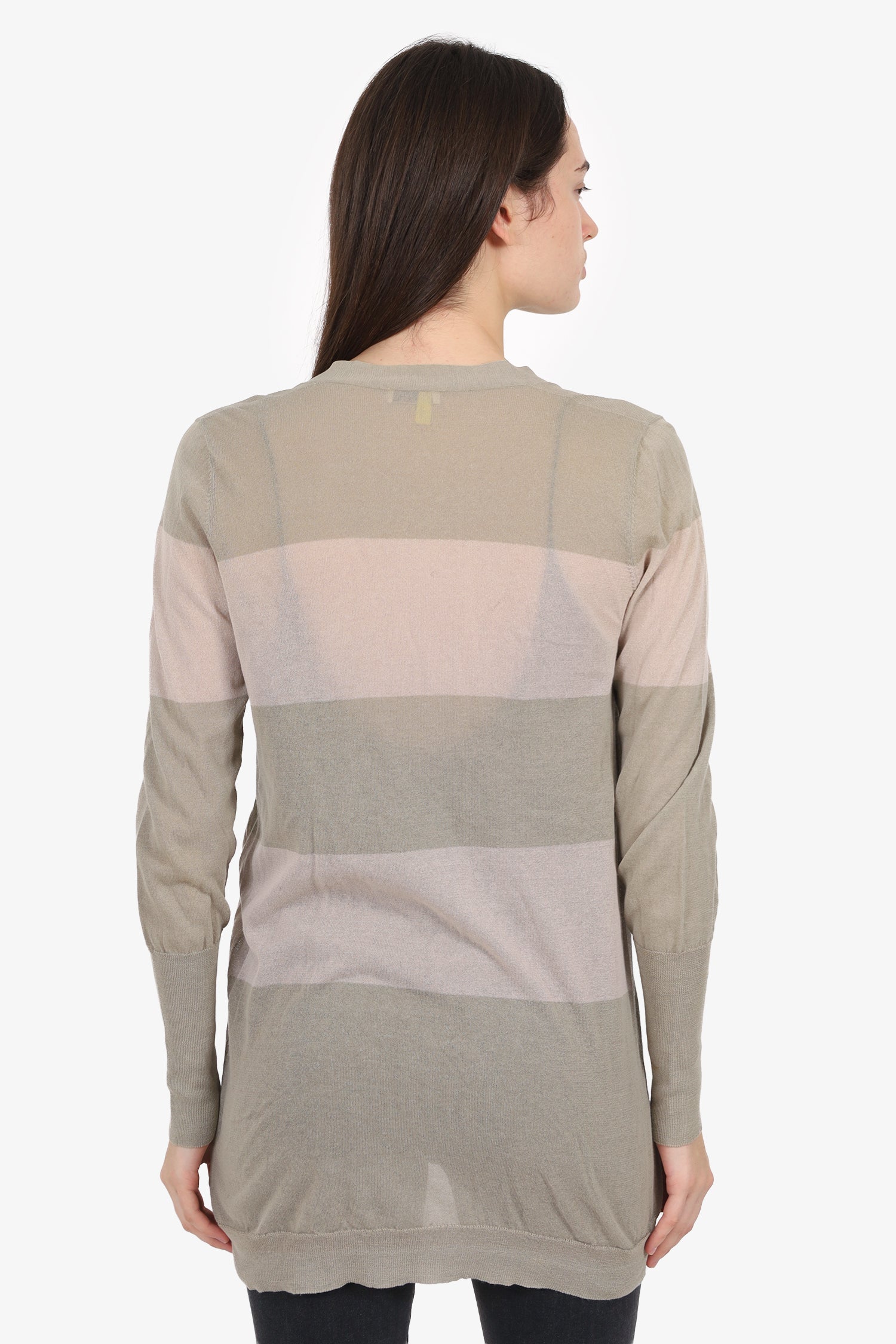 Brunello Cucinelli Taupe/Khaki Striped igan Size L