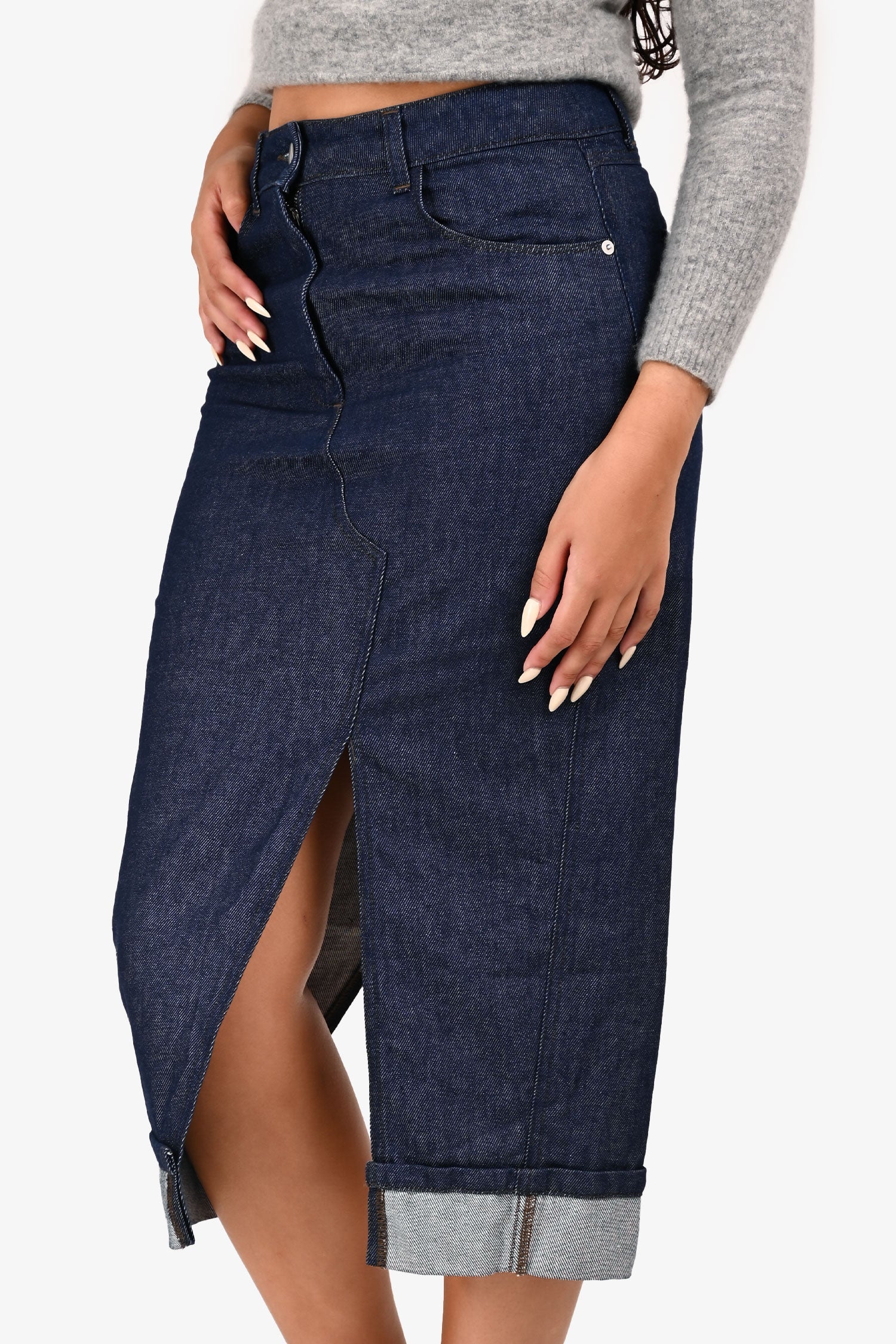 Erika Cavallini Denim Cut Out Pencil Skirt Size 42