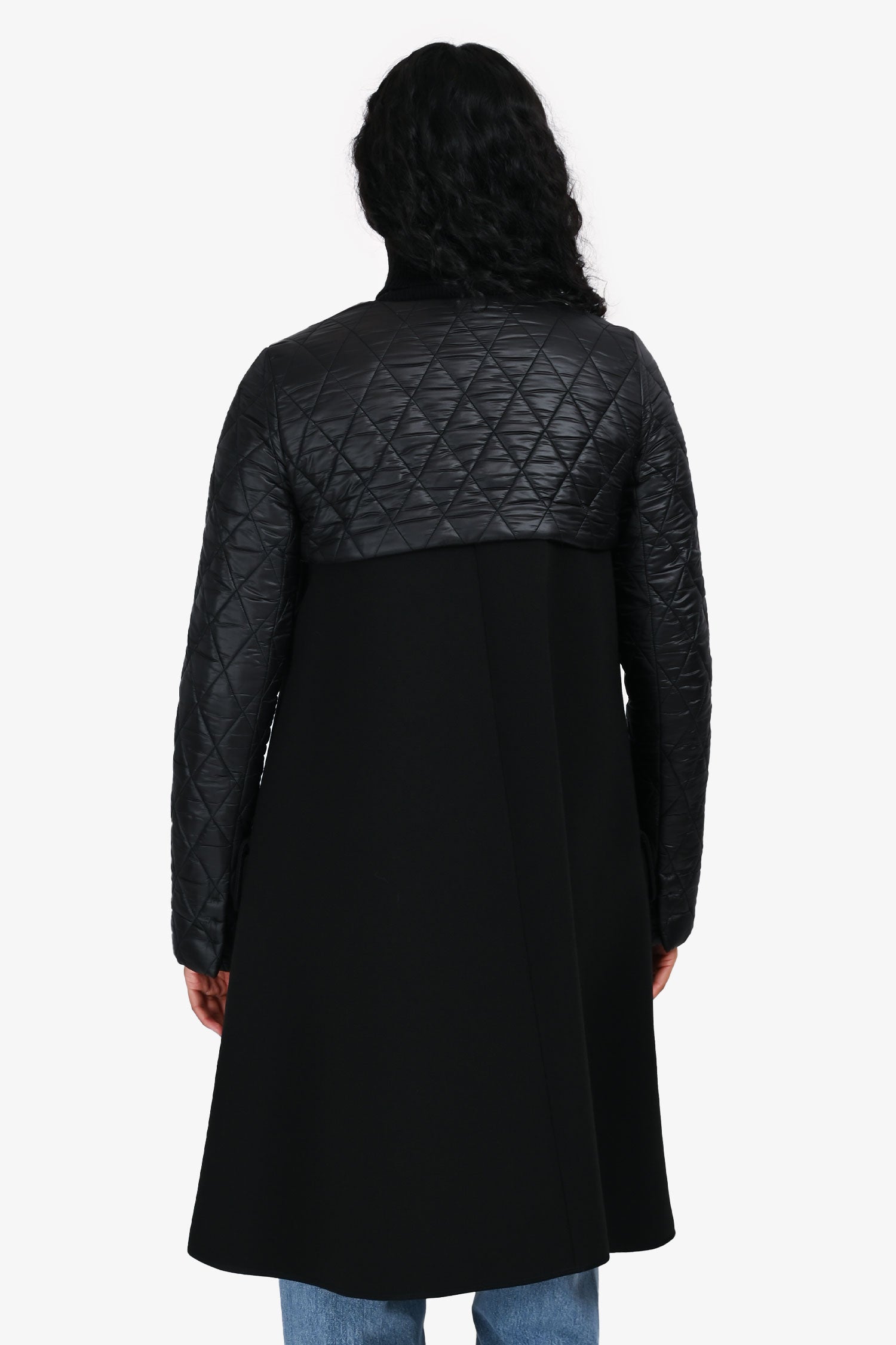 Louis Vuitton Black Quilted Nylon/Fabric Gold Metal Twist Coat Size 36