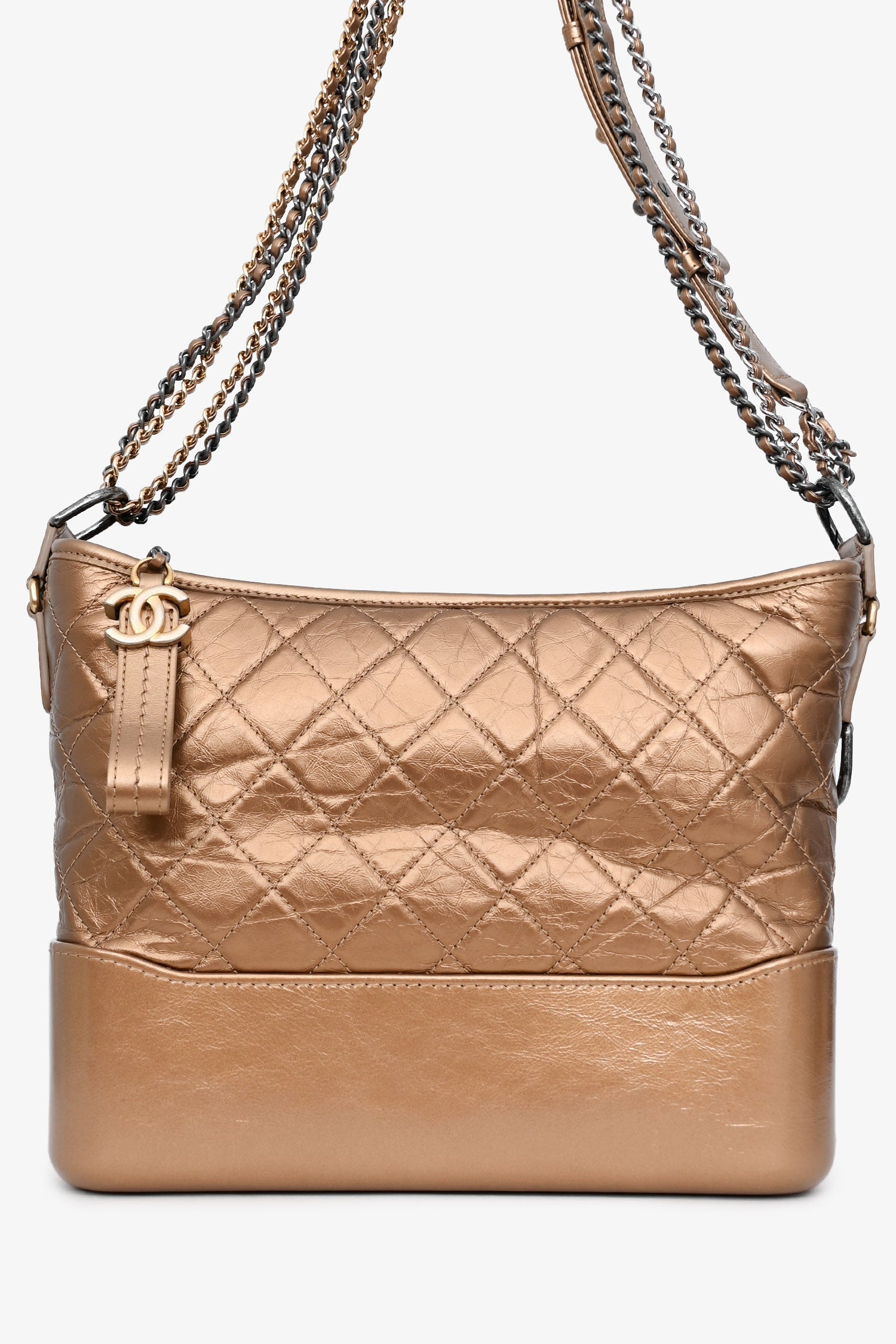 Pre-Loved Chanel™ 2017-18 Gold Medium Gabrielle Hobo
