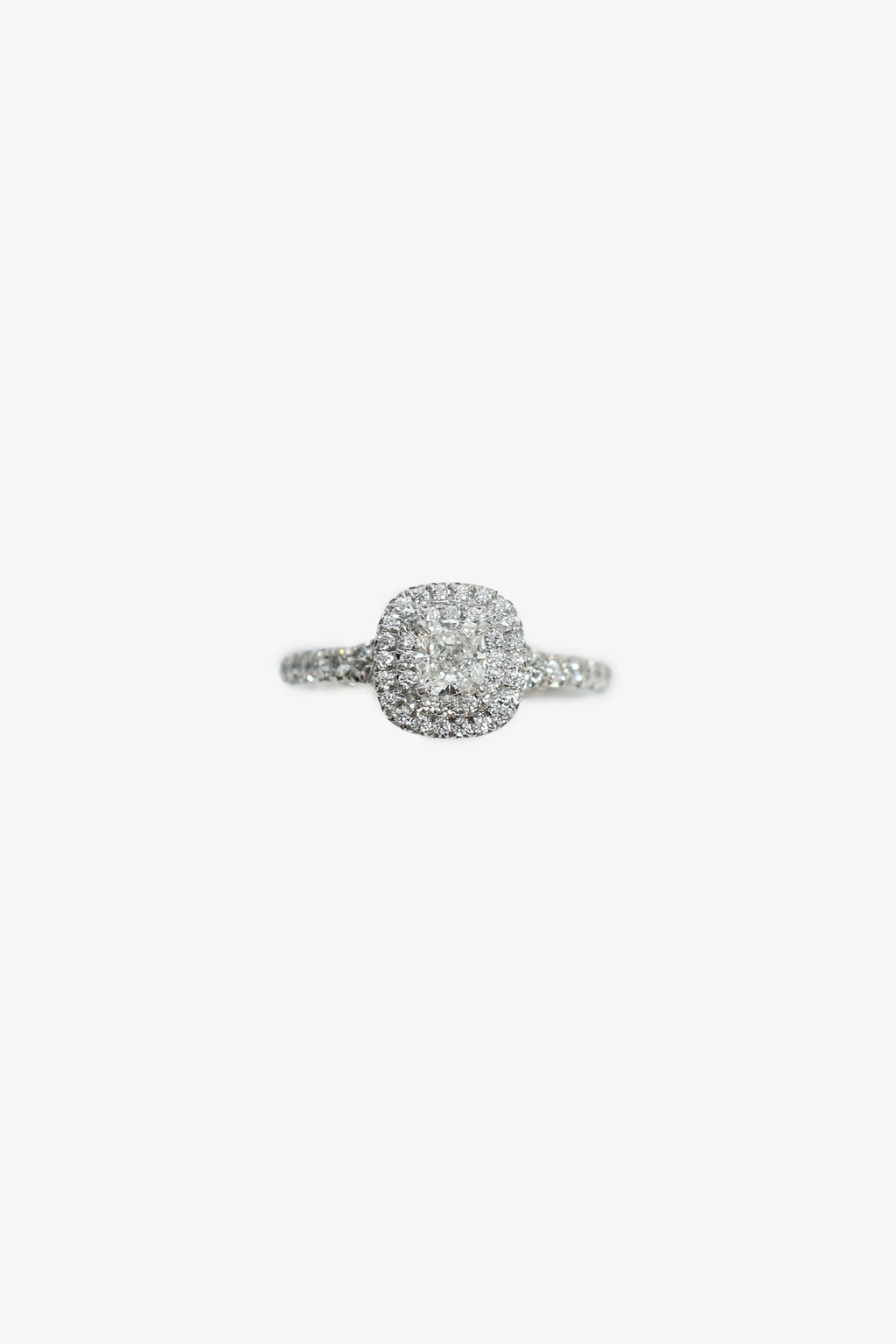 Tiffany & Co. Platinum .3cwt Cushion Brilliant Diamond Ring Size 3.5