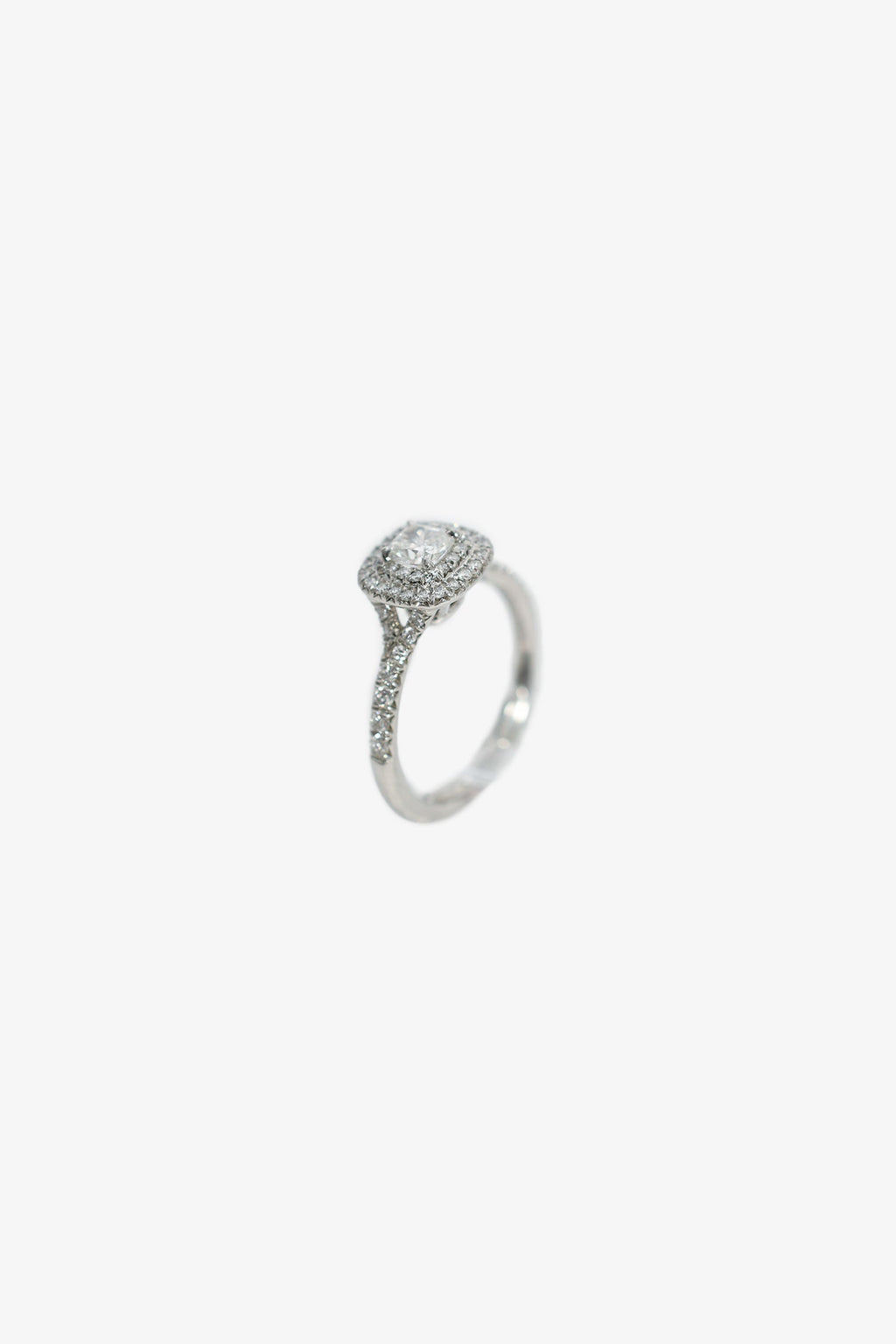 Tiffany & Co. Platinum .3cwt Cushion Brilliant Diamond Ring Size 3.5