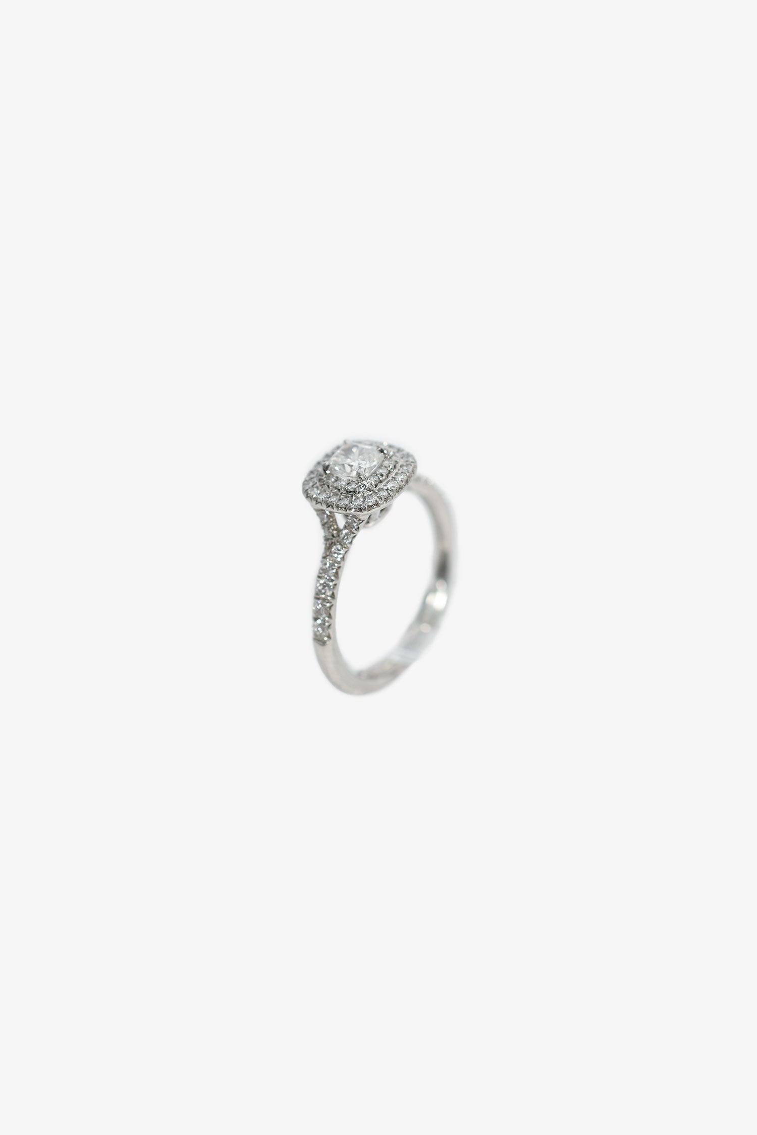 Tiffany & Co. Platinum .3cwt Cushion Brilliant Diamond Ring Size 3.5