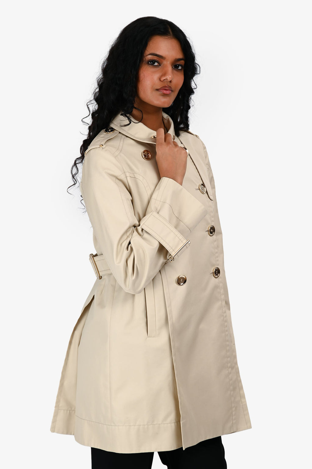 Gucci Brown Star Detail Belted Trench Coat Size IT 42