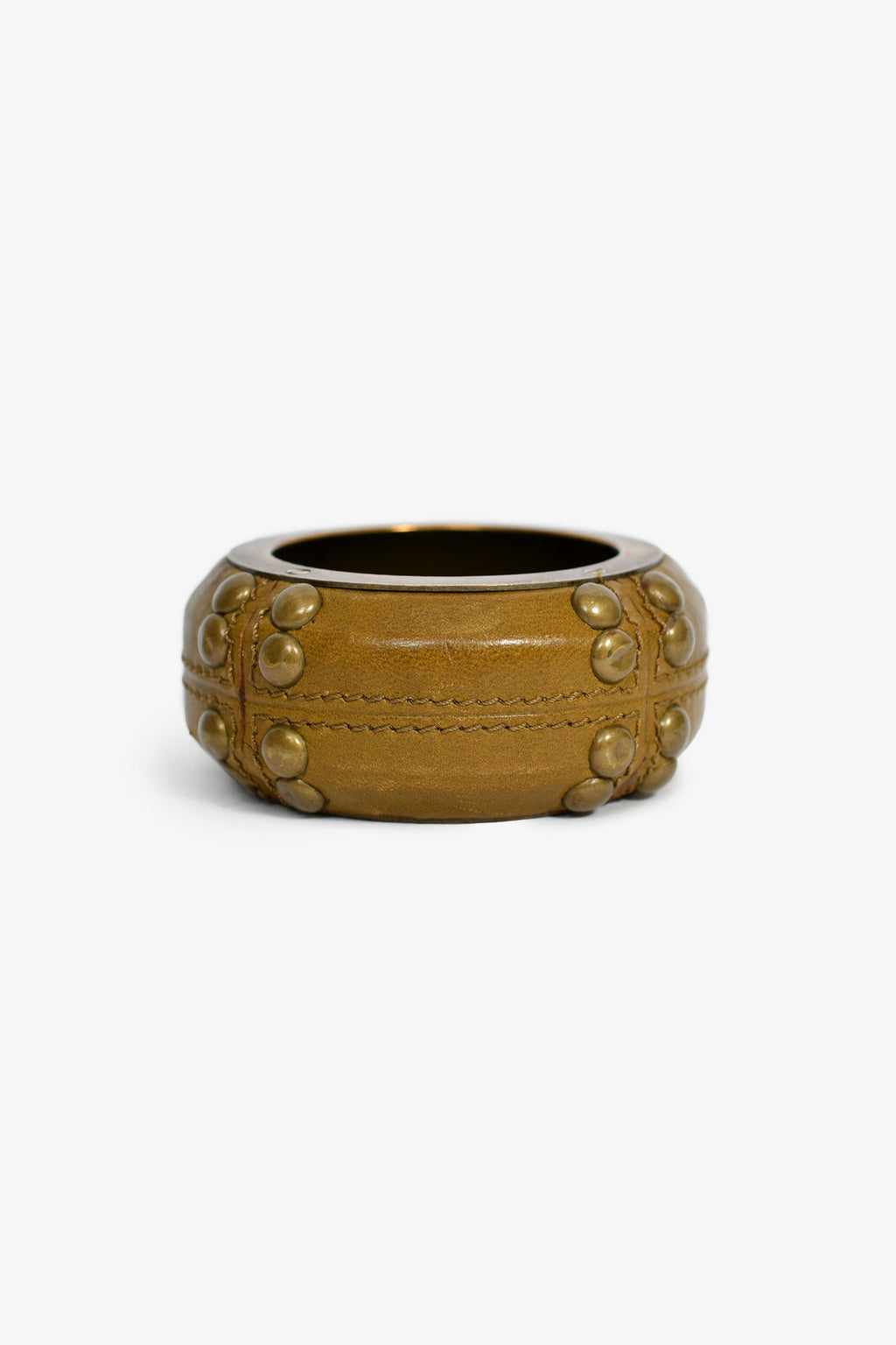 Burberry Green Leather Studded Bangle