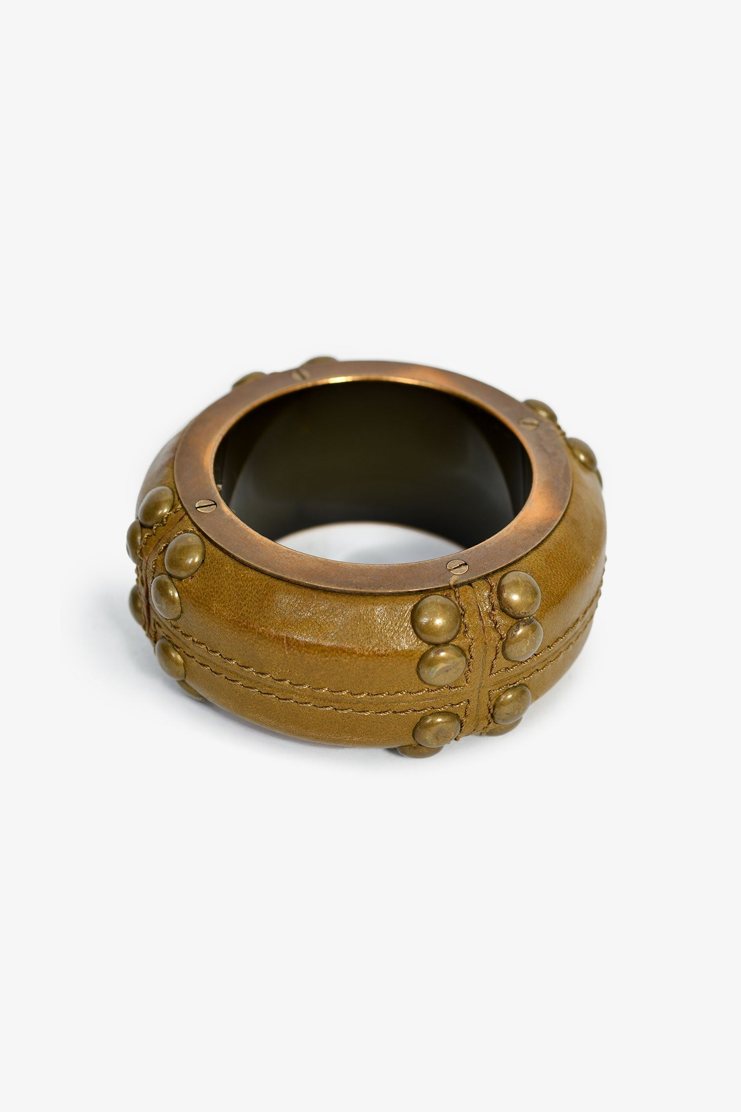 Burberry Green Leather Studded Bangle