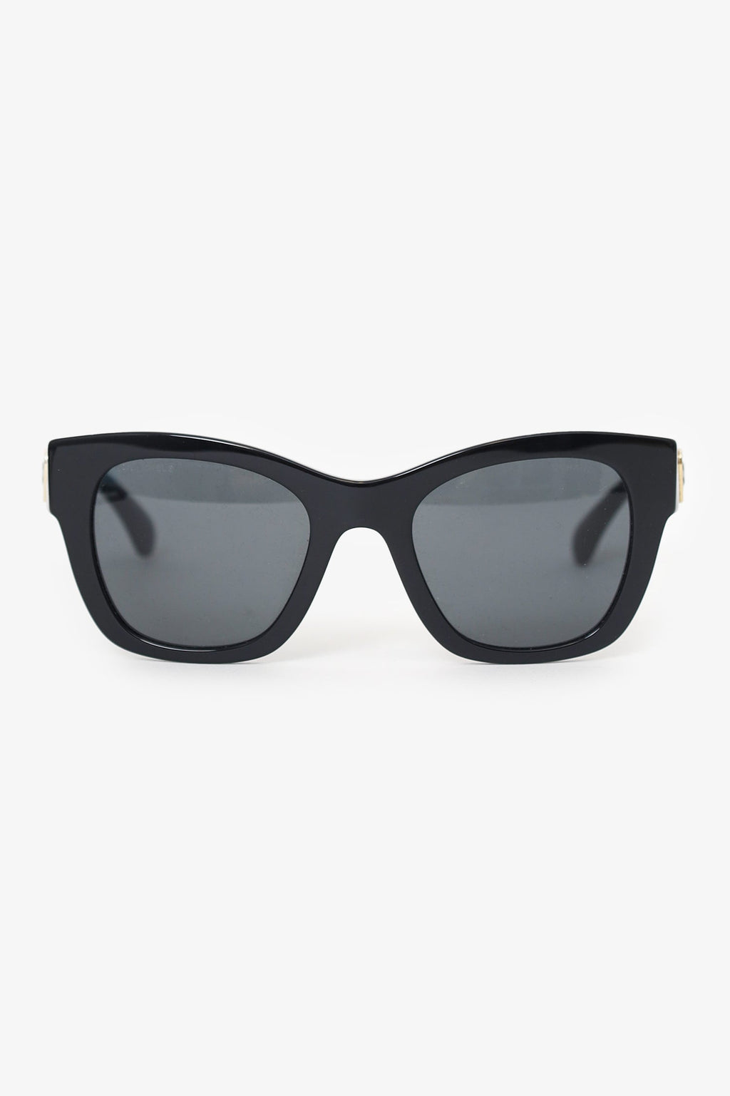 Pre-Loved Chanel™ Black Frame Heart Turnlock Interlocking CC Logo Sunglasses
