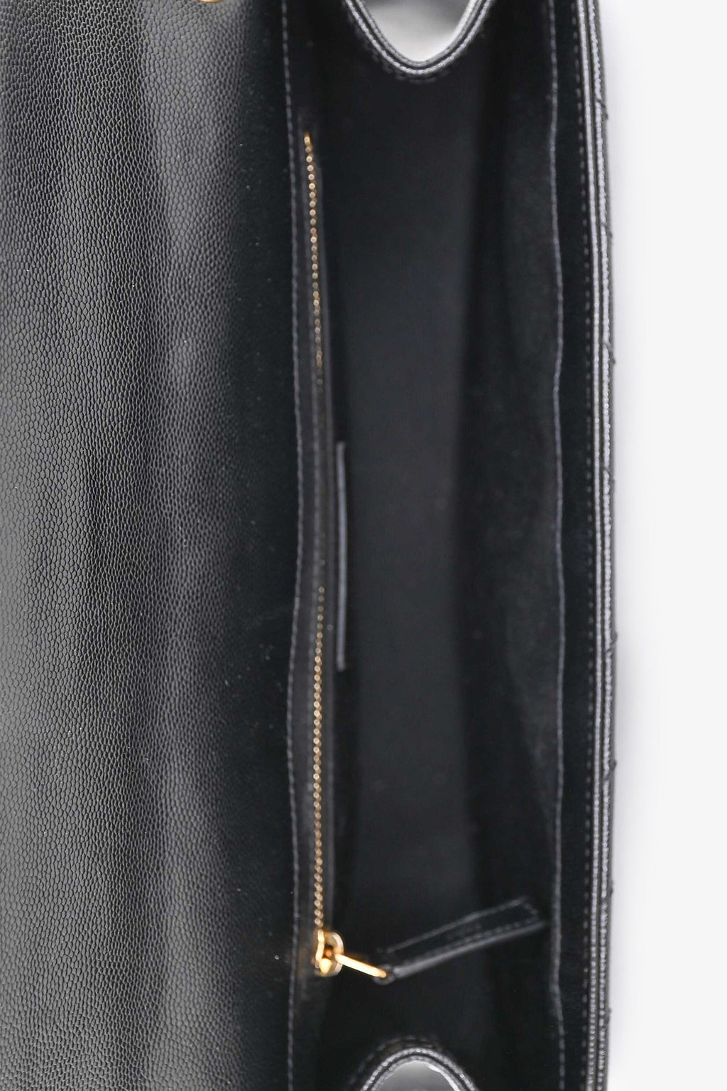 Saint Laurent Black Quilted Grain De Poudre Leather Large Envelope Chain Bag