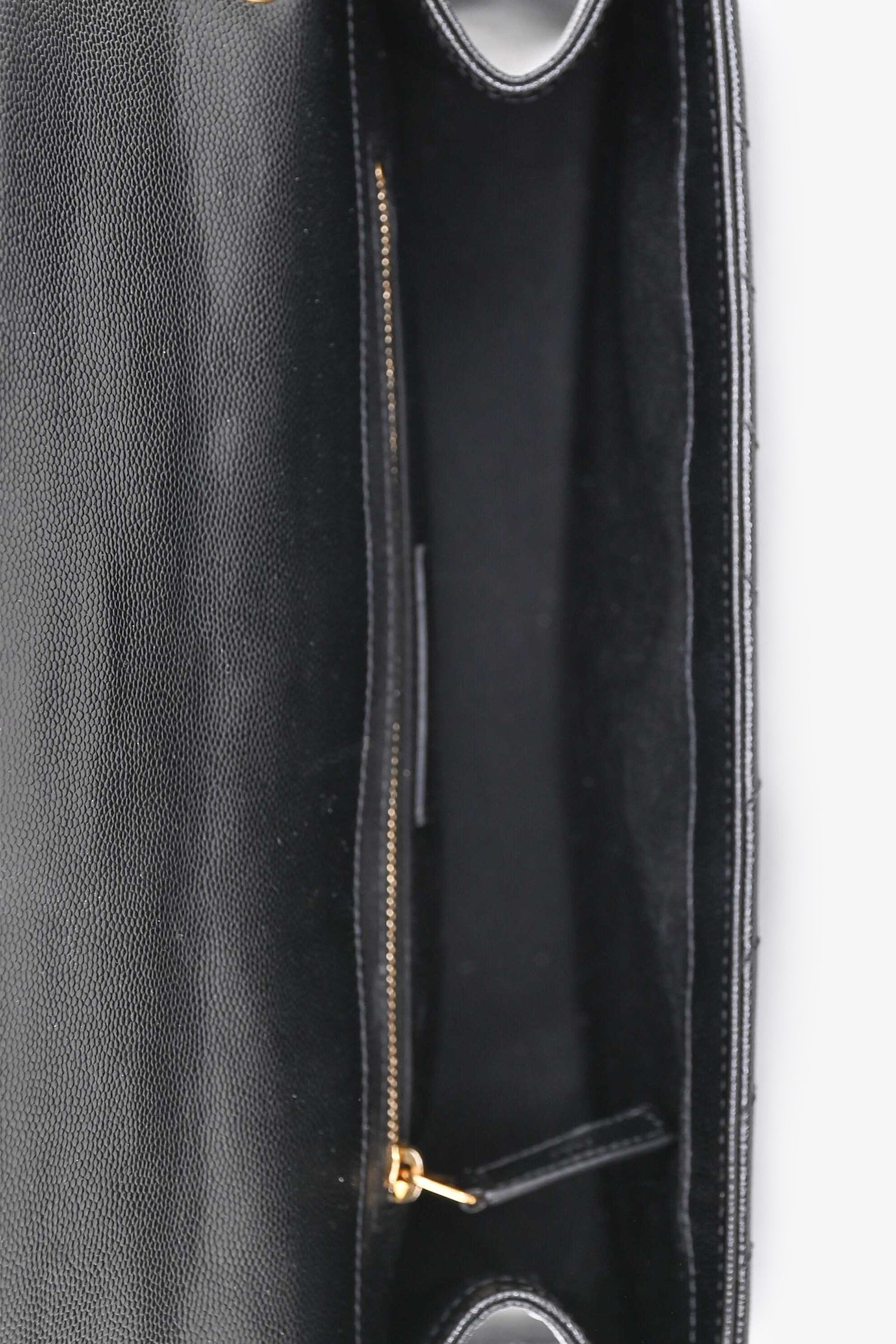 Saint Laurent Black Quilted Grain De Poudre Leather Large Envelope Chain Bag