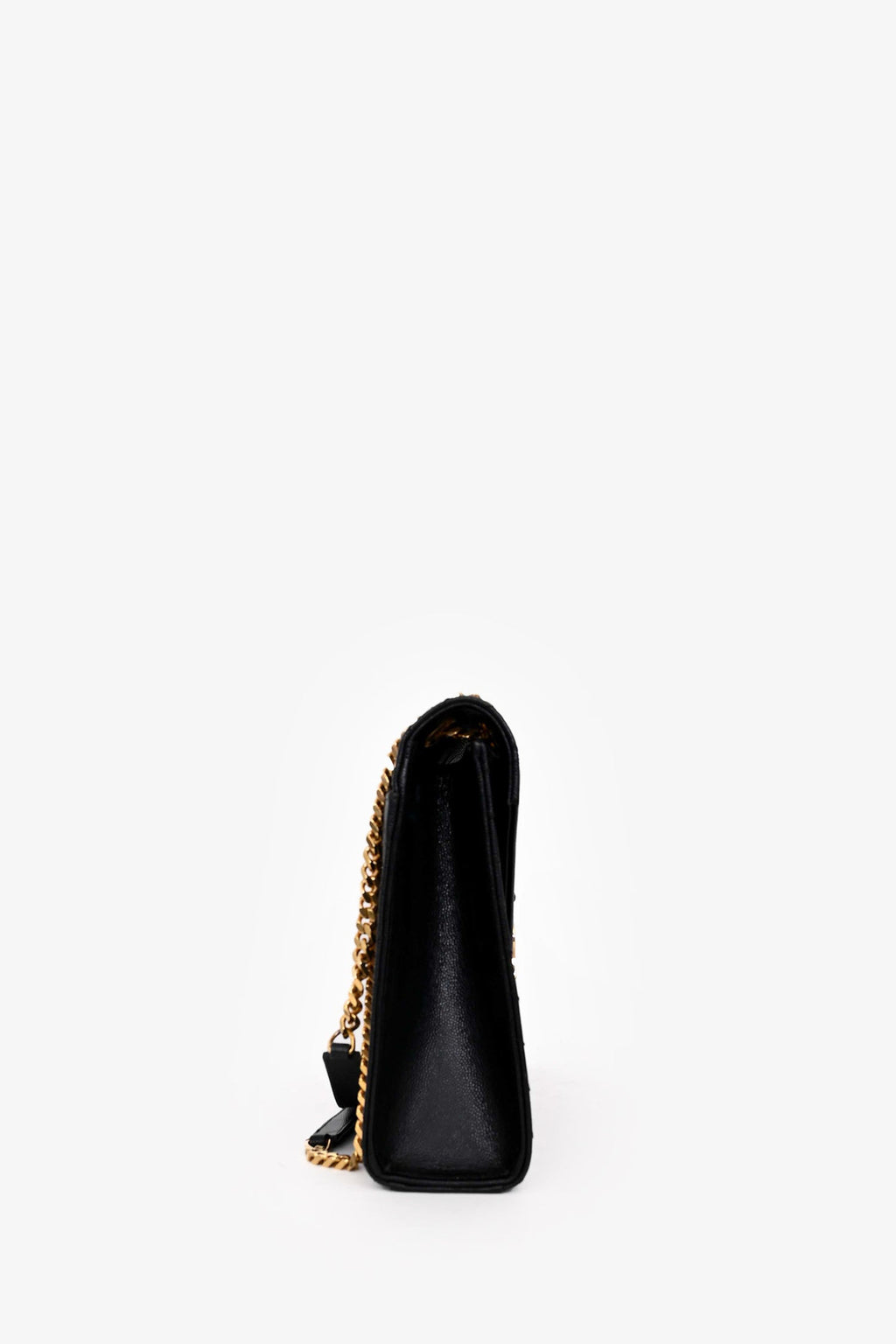 Saint Laurent Black Quilted Grain De Poudre Leather Large Envelope Chain Bag