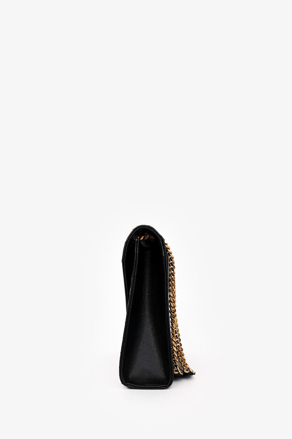Saint Laurent Black Quilted Grain De Poudre Leather Large Envelope Chain Bag