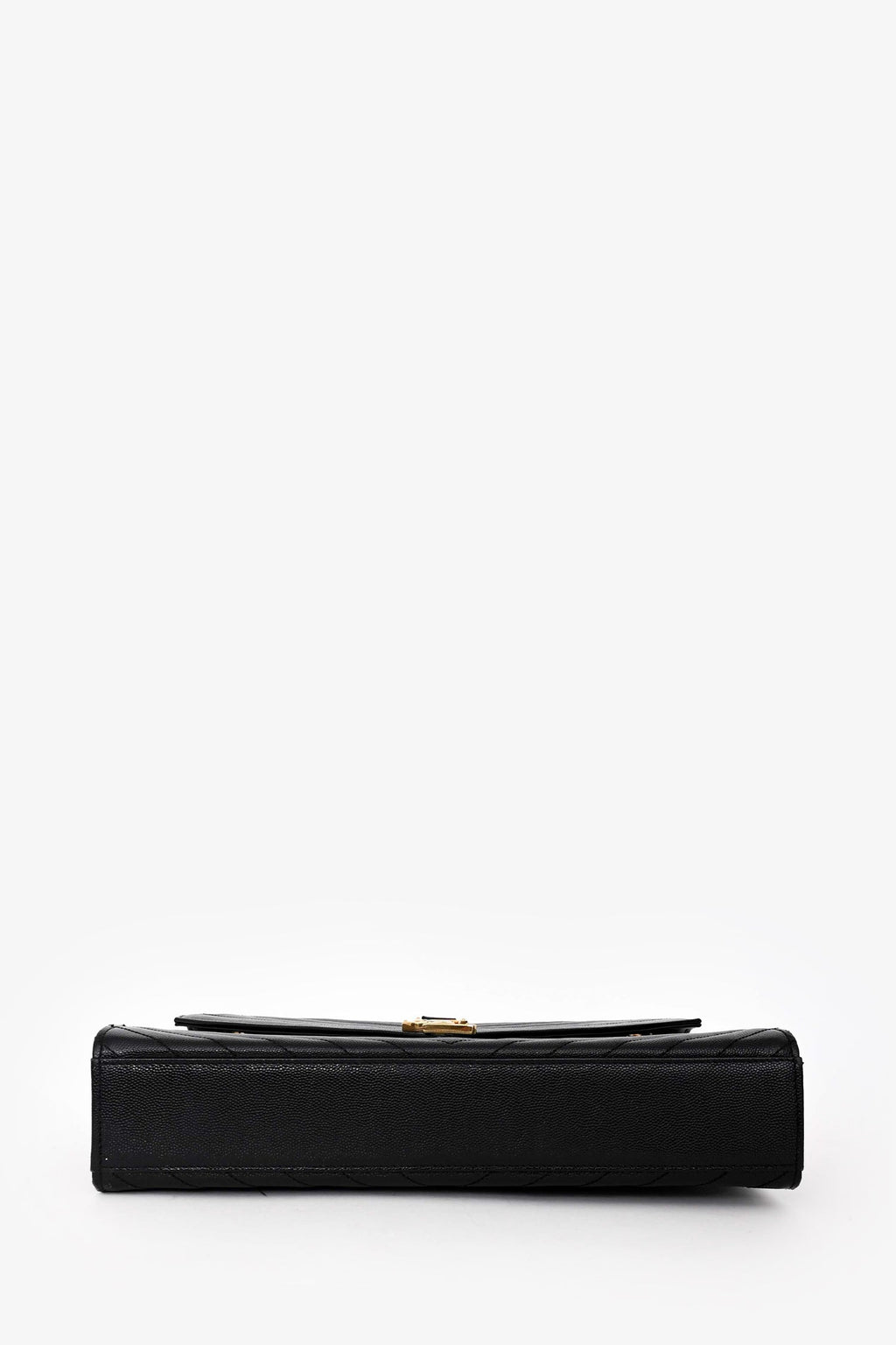 Saint Laurent Black Quilted Grain De Poudre Leather Large Envelope Chain Bag