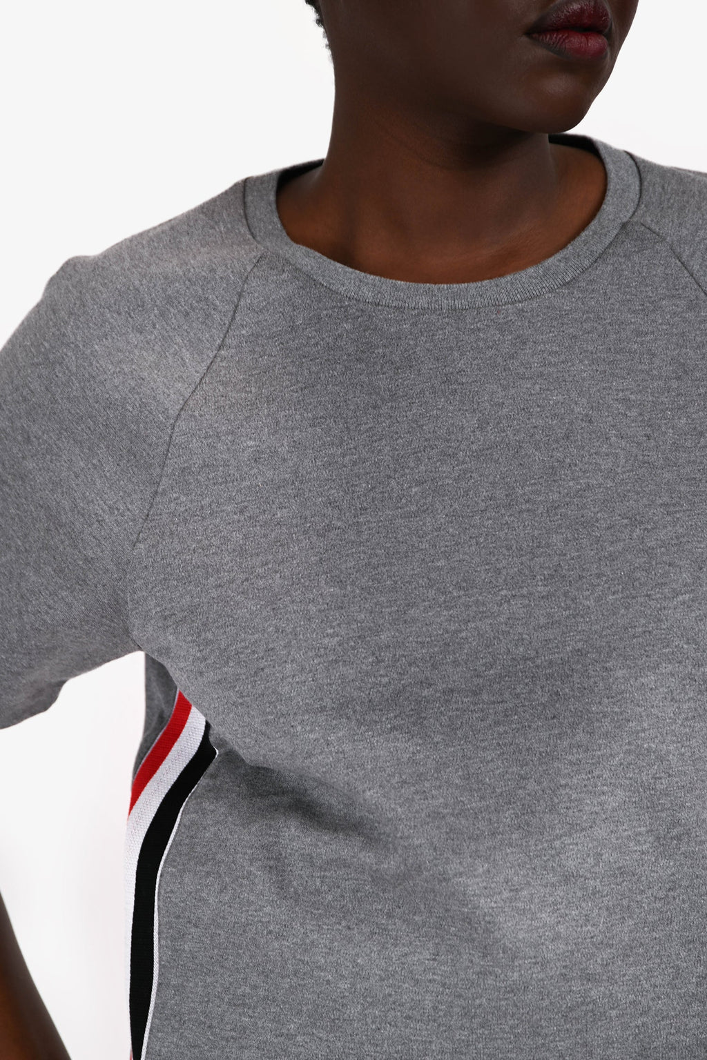 Thom Browne Grey Cotton Red Stripe T-Shirt Size 1 Mens