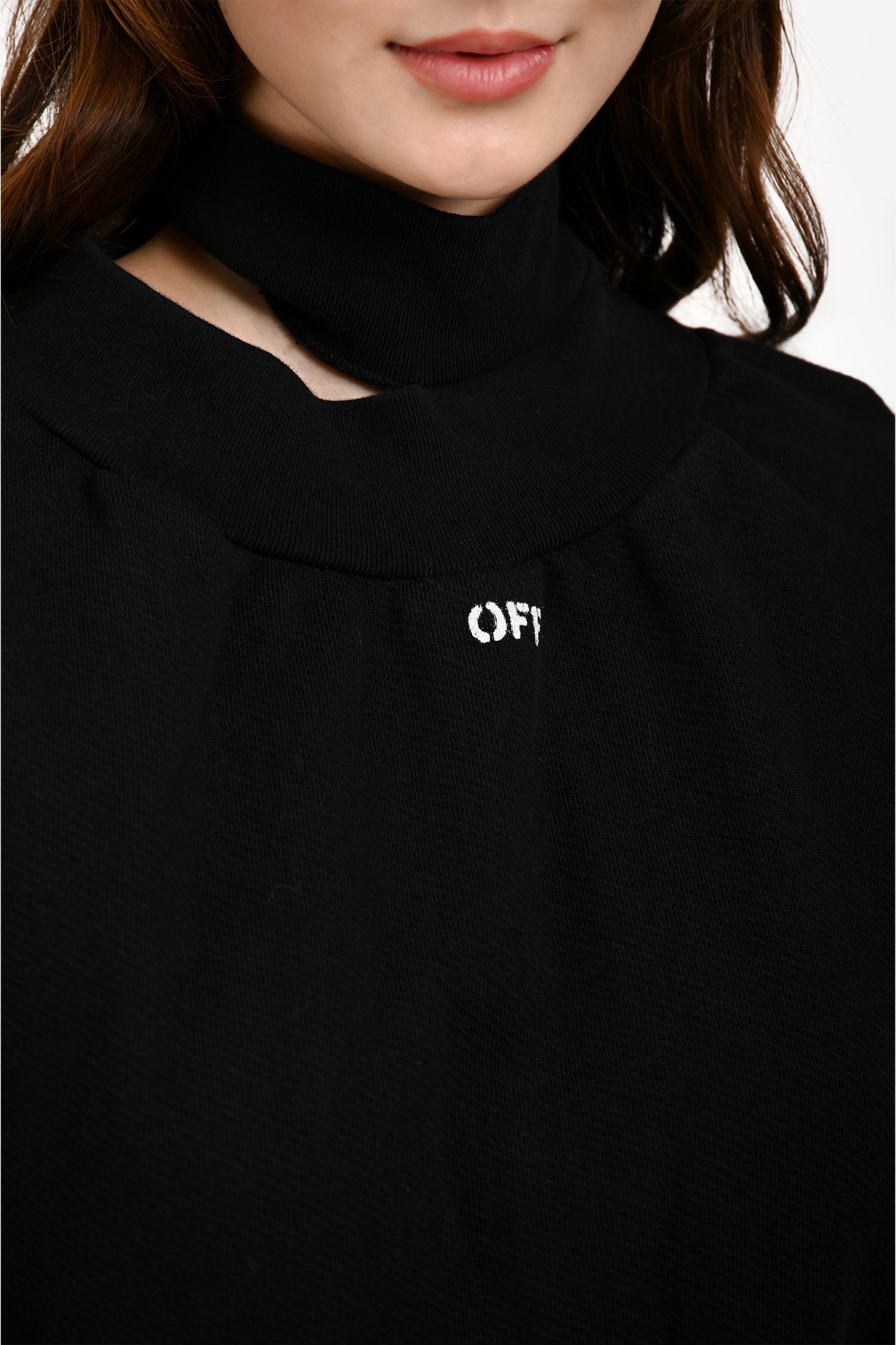 Off-White Black Logo Print Cut-out Collar Sweater Size 40