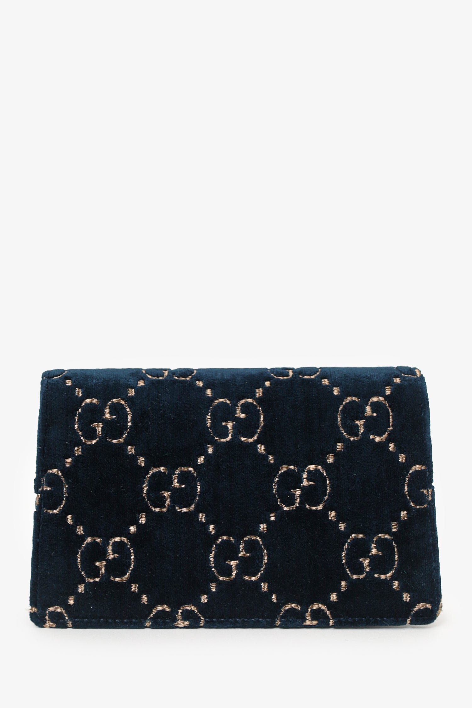 Gucci Navy Velvet GG Monogram Super Mini Dionysus Chain Bag
