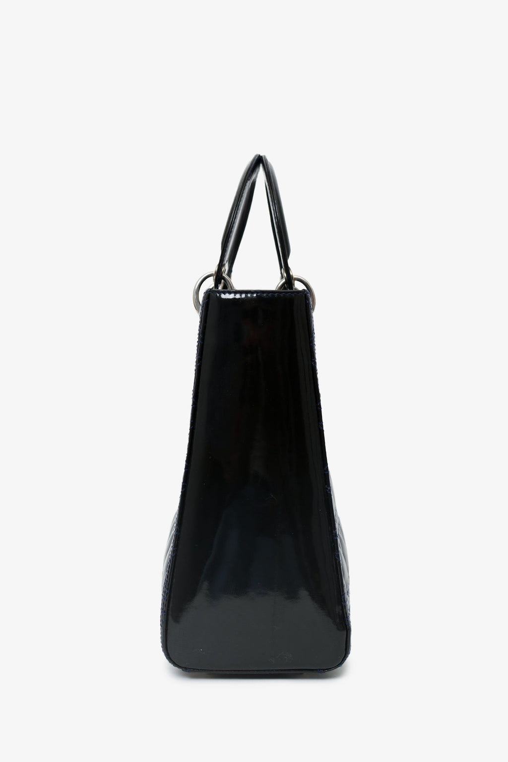 Christian Dior 2009 Black Patent Large Lady Dior Top Handle With Strap