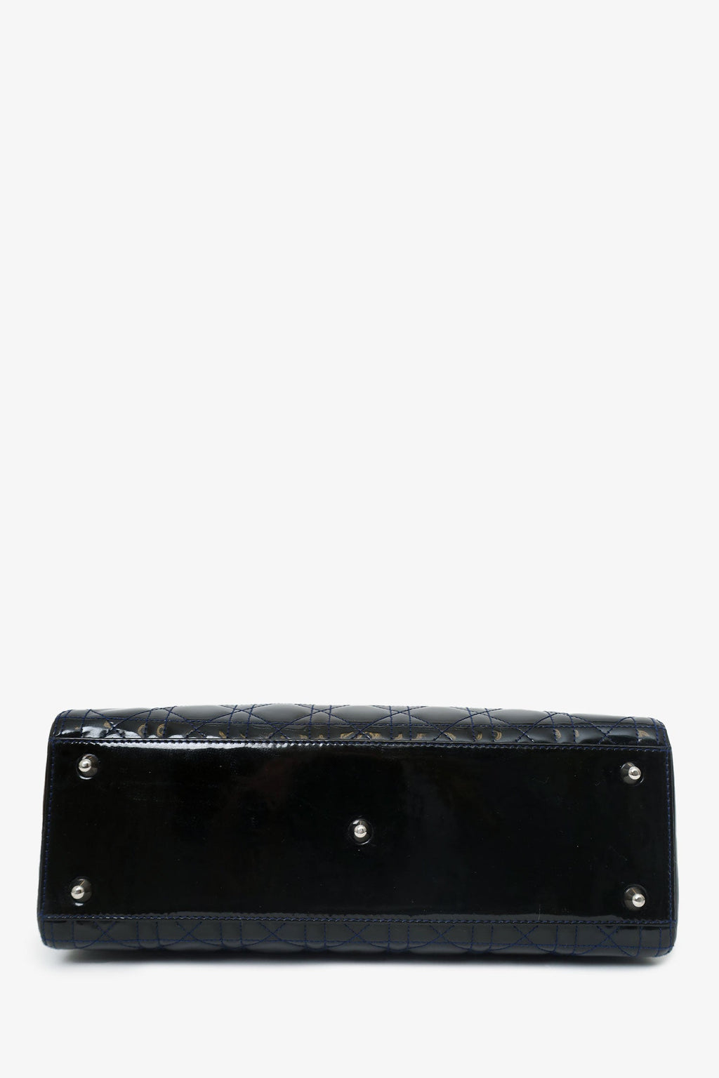 Christian Dior 2009 Black Patent Large Lady Dior Top Handle With Strap
