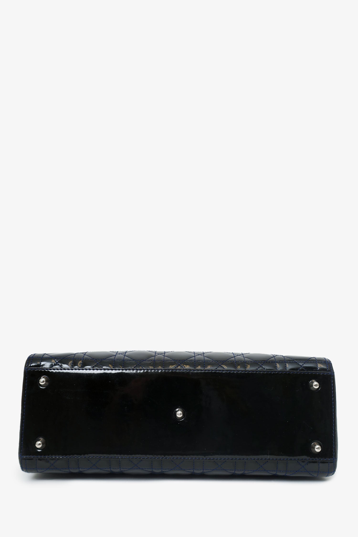 Christian Dior 2009 Black Patent Large Lady Dior Top Handle With Strap