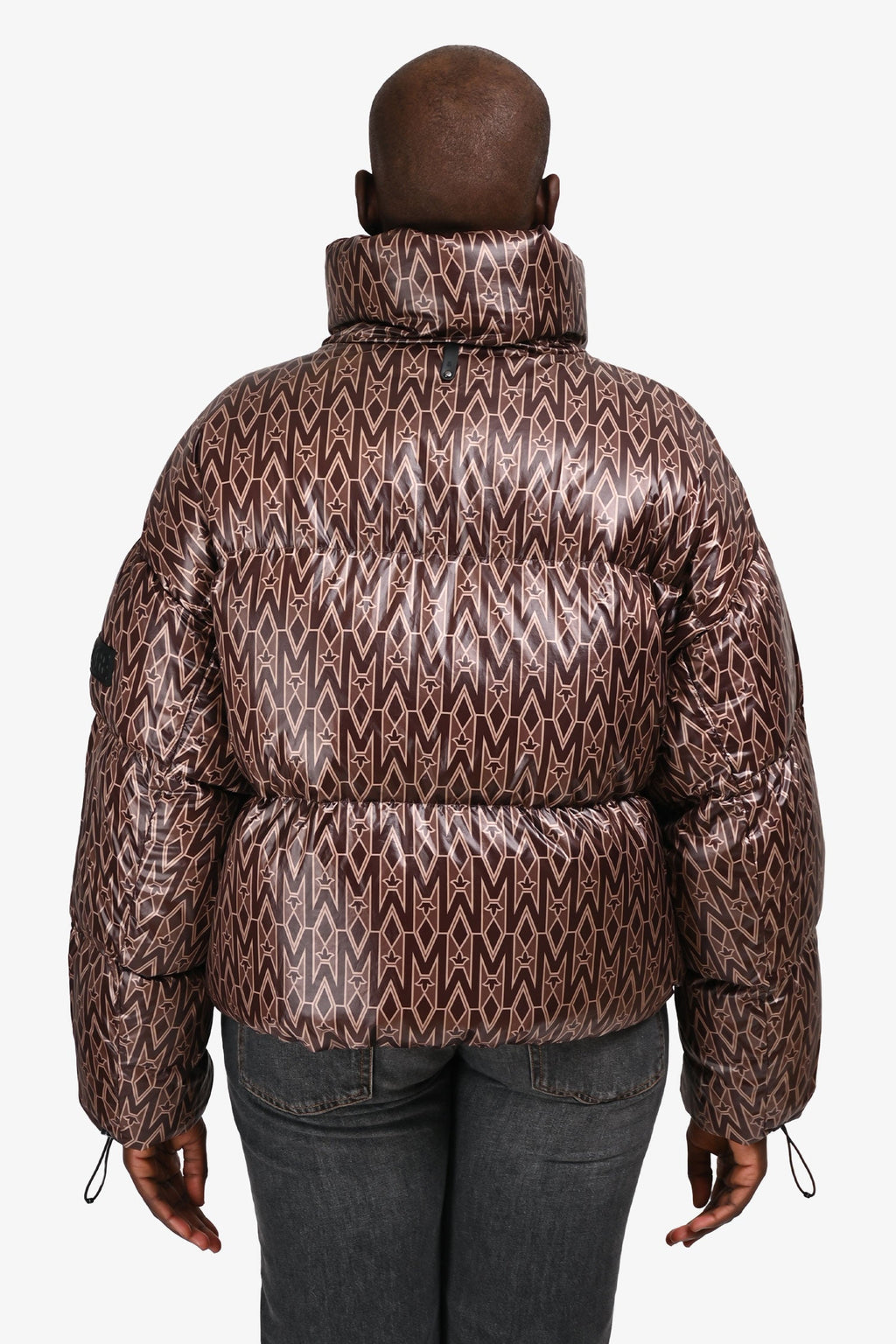 Mackage Brown 'Mylah' Monogram Down Cropped Puffer Jacket Size XL