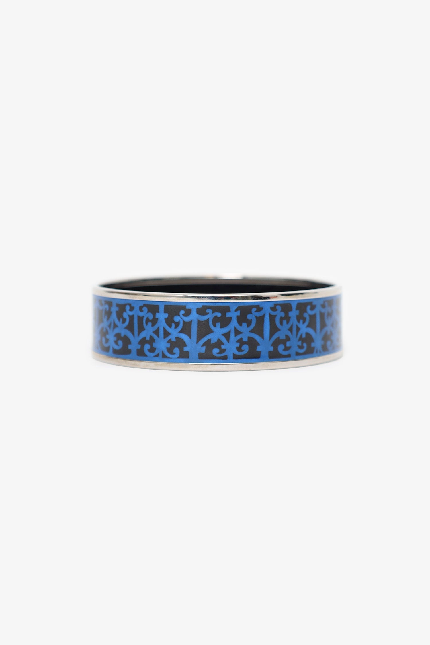 Hermès Blue/Black Enamel Printed Wide Balcons du Guadalquivir Bracelet