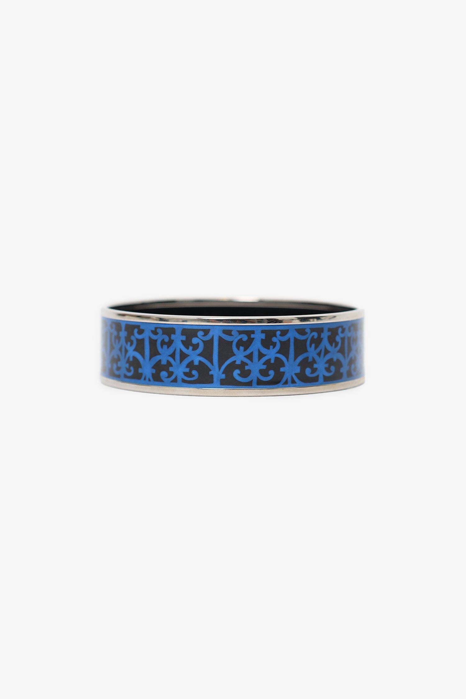 Hermès Blue/Black Enamel Printed Wide Balcons du Guadalquivir Bracelet