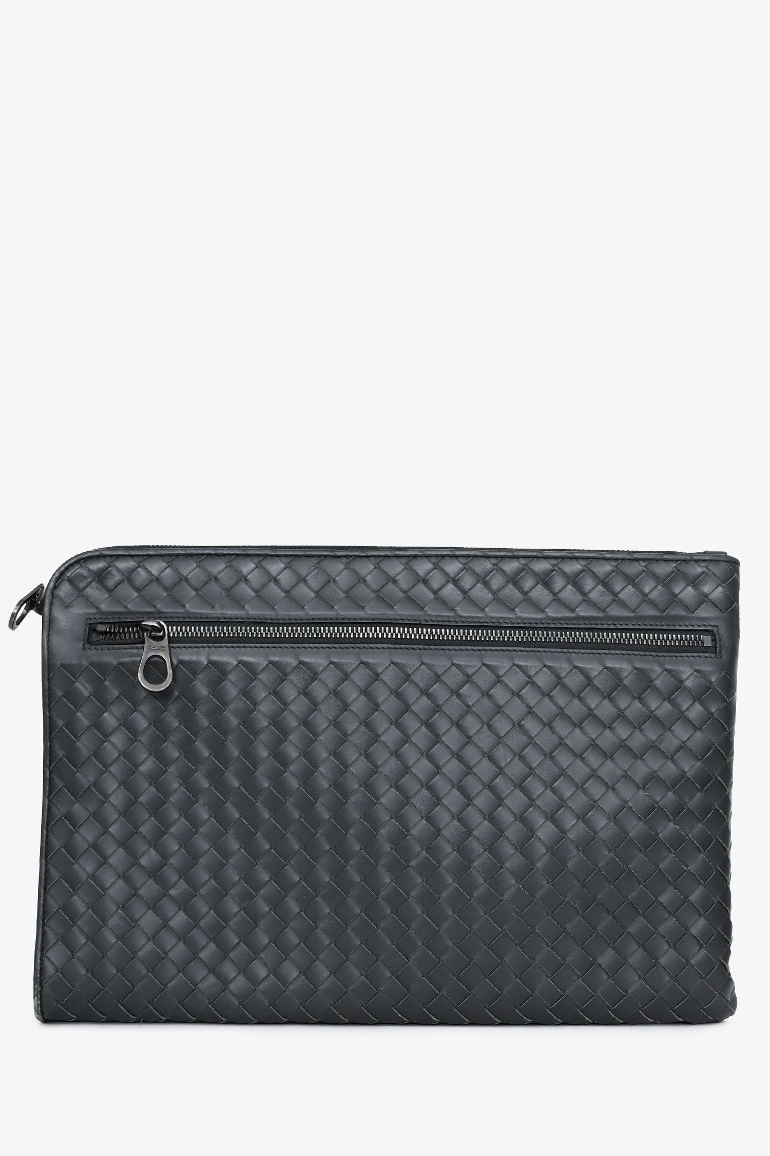 Bottega Veneta Grey Intrecciato Leather Laptop Case