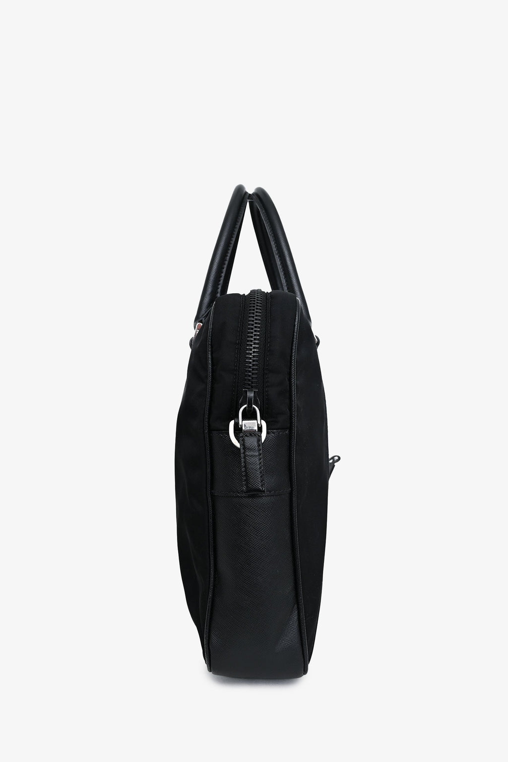 Prada Black Nylon Saffiano Leather Trim Briefcase