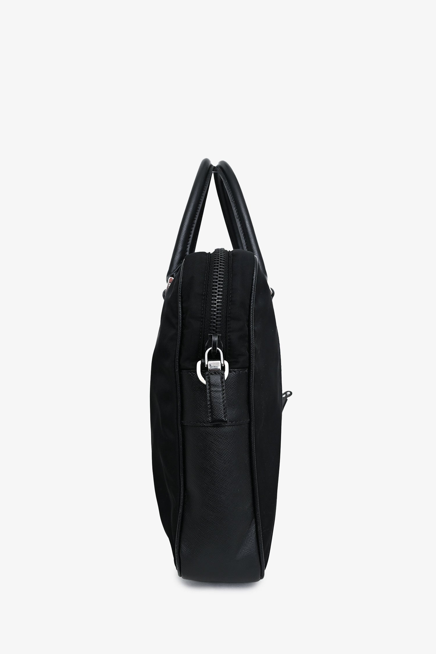Prada Black Nylon Saffiano Leather Trim Briefcase
