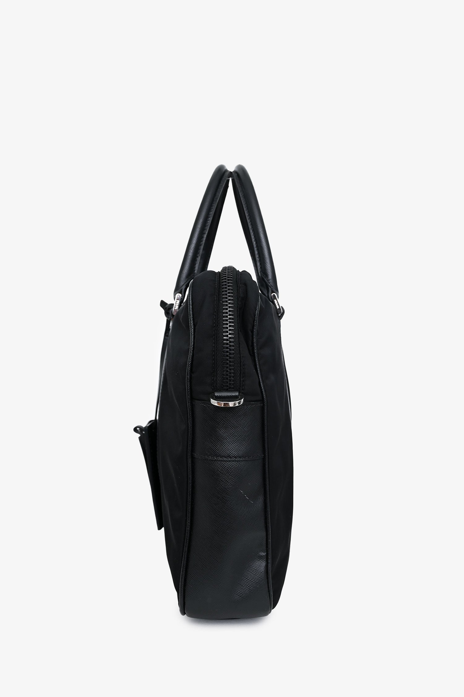 Prada Black Nylon Saffiano Leather Trim Briefcase